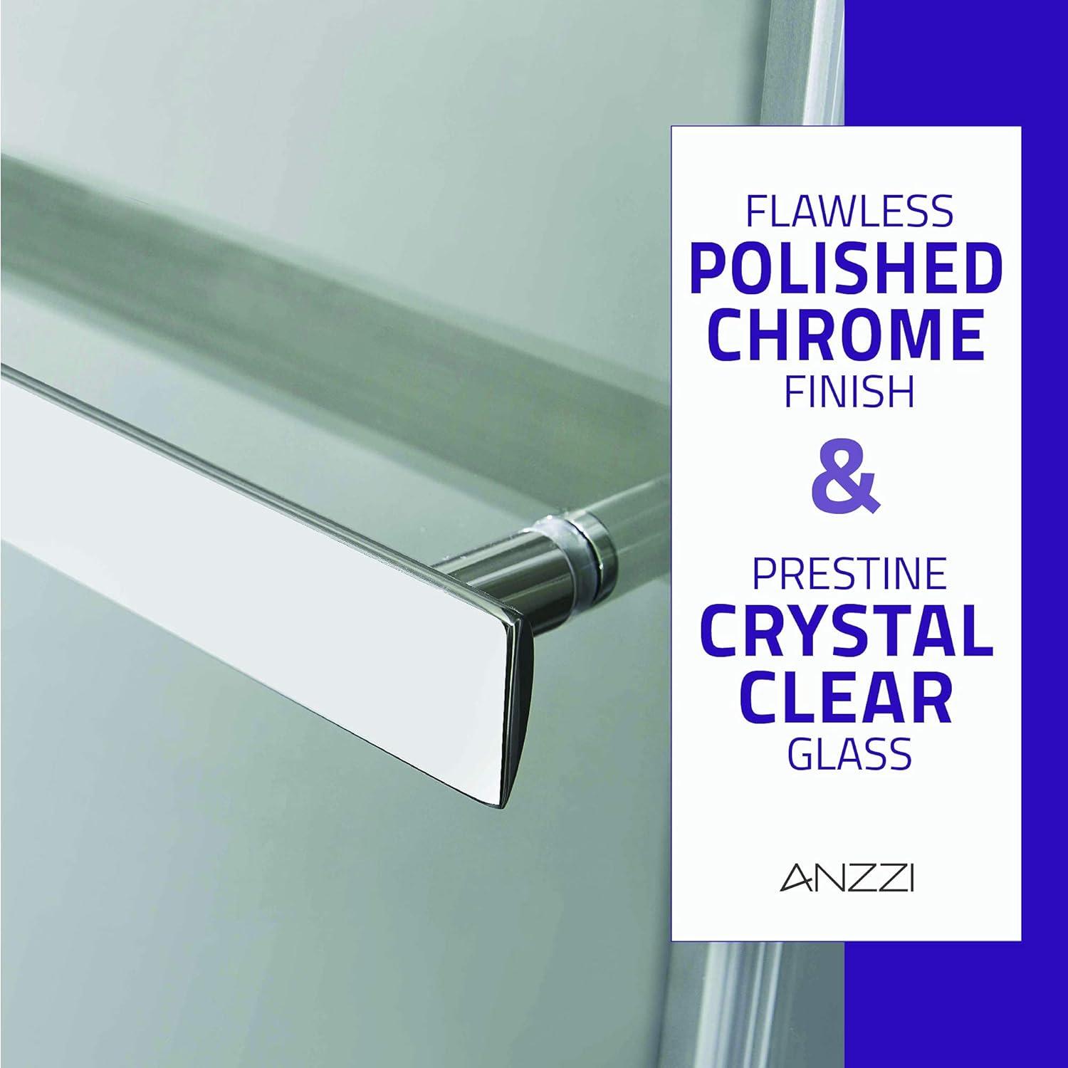 Polished Chrome Frameless Sliding Shower Door with Handle