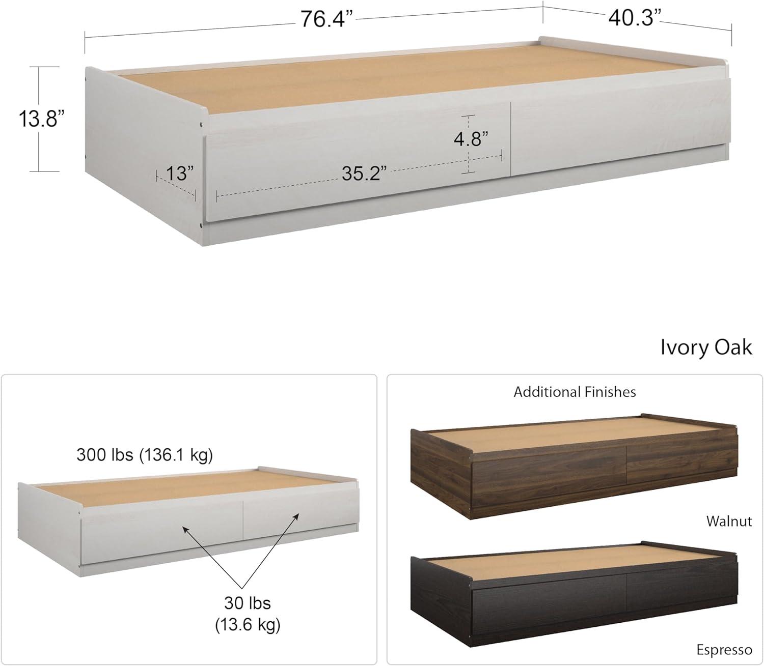 Ivory Oak Twin Captain's Bed with Storage Drawers