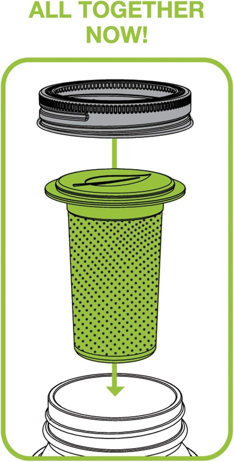 Green Regular Mouth Mason Jar Tea Infuser Lid