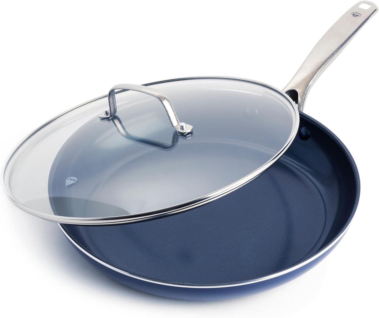 Blue Diamond 12" Aluminum Ceramic Non-Stick Frying Pan with Lid