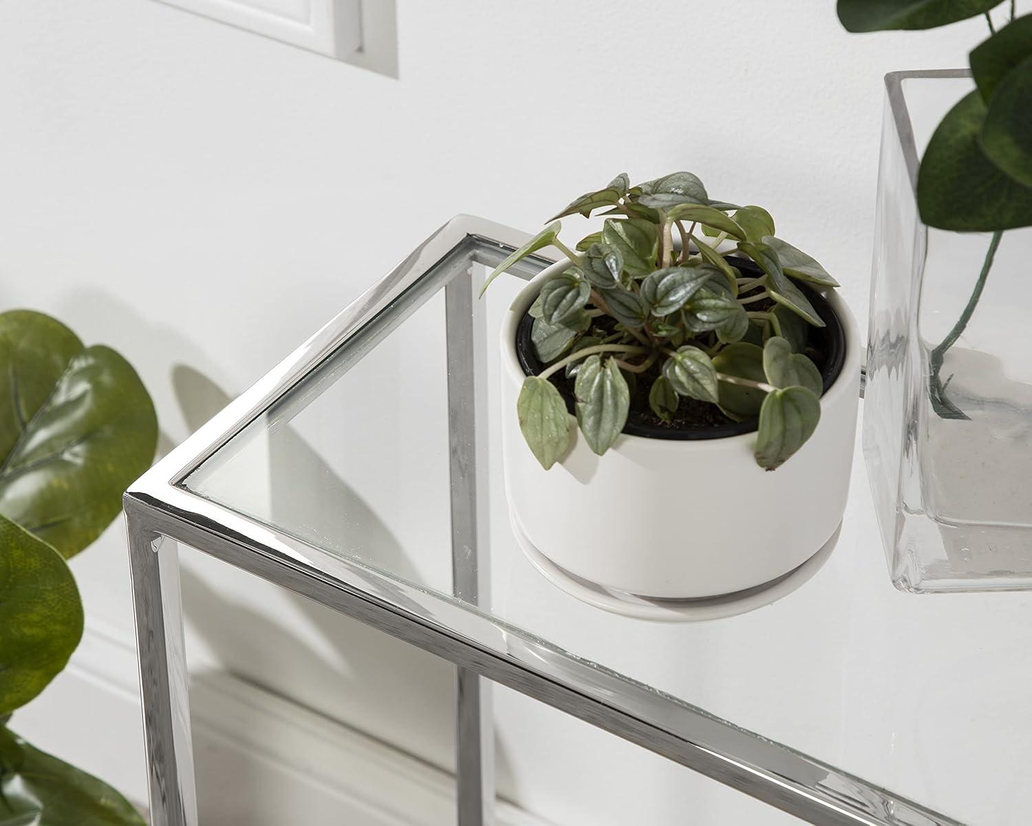 Kate and Laurel Jaspur Rectangle Metal Side Table, 16x8x24, Silver