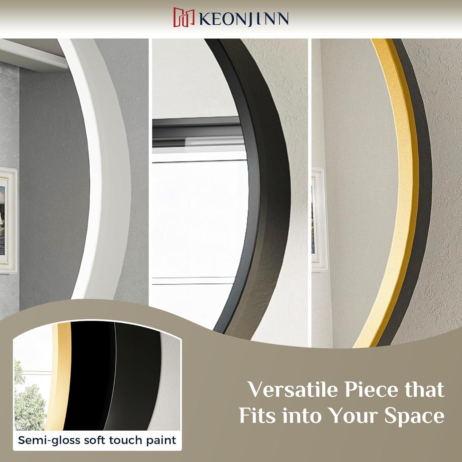 keonjinn WF-JSKJG-YX-R50-bk Gervon Round Wall Mounted Medicine Cabinet with Shelves