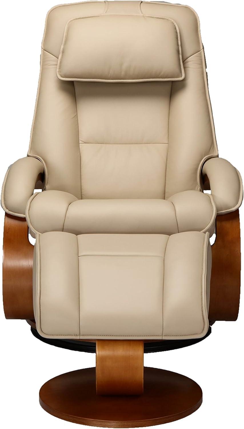 Relax-R™ Brampton Recliner and Ottoman in Cobblestone Top Grain Leather