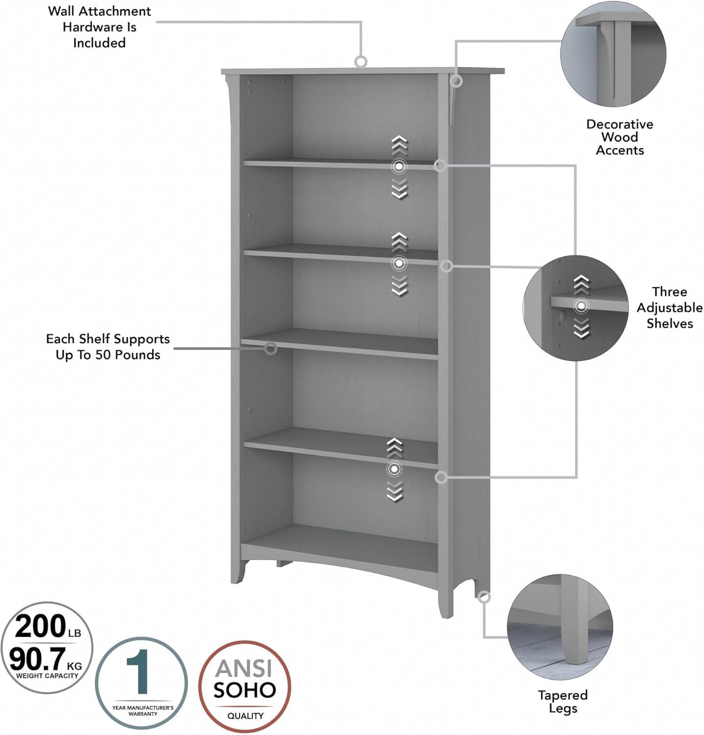 Salinas 5 Shelf Bookcase - Bush Furniture