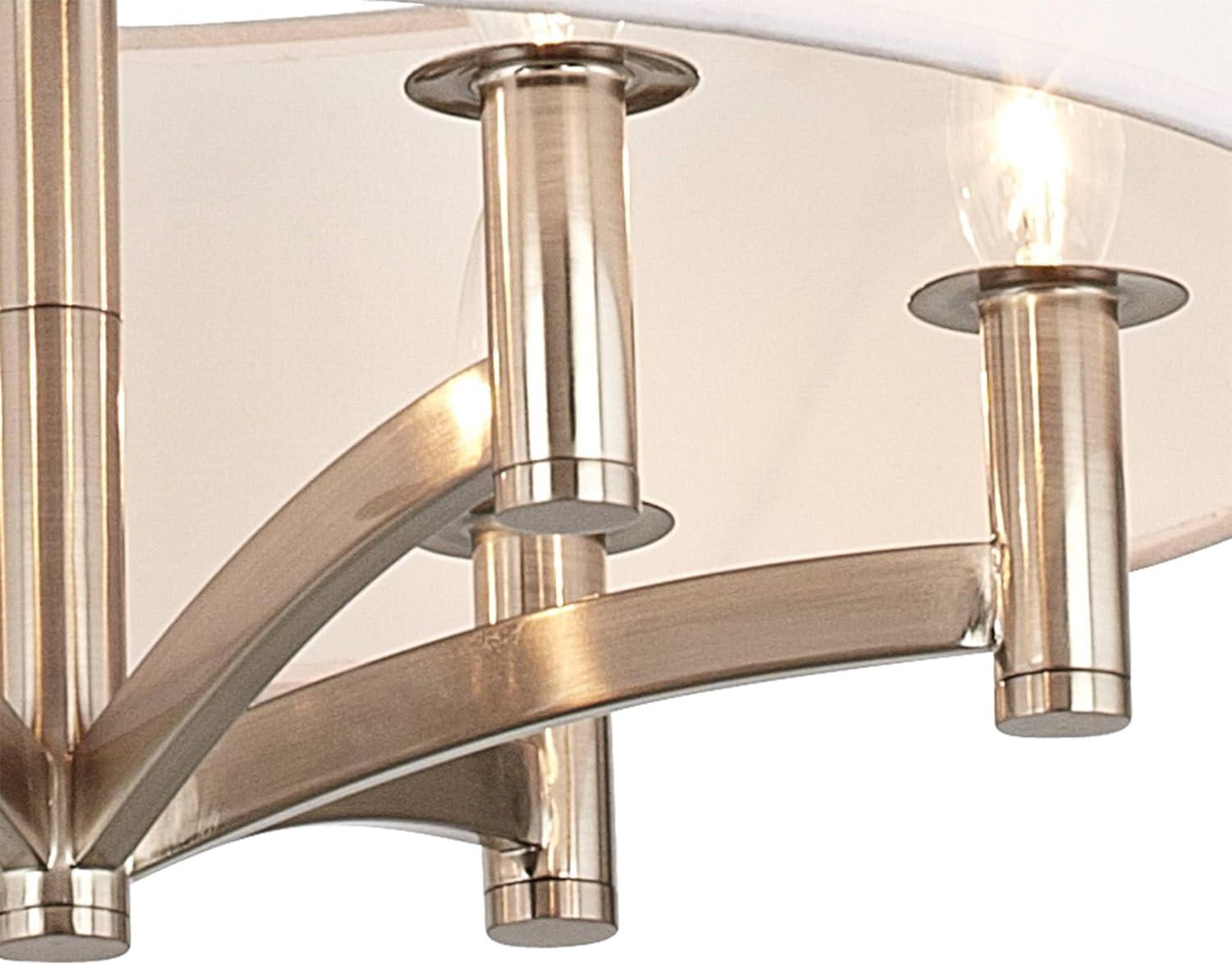 Brushed Nickel 20" Modern Cream Drum Shade Pendant Chandelier