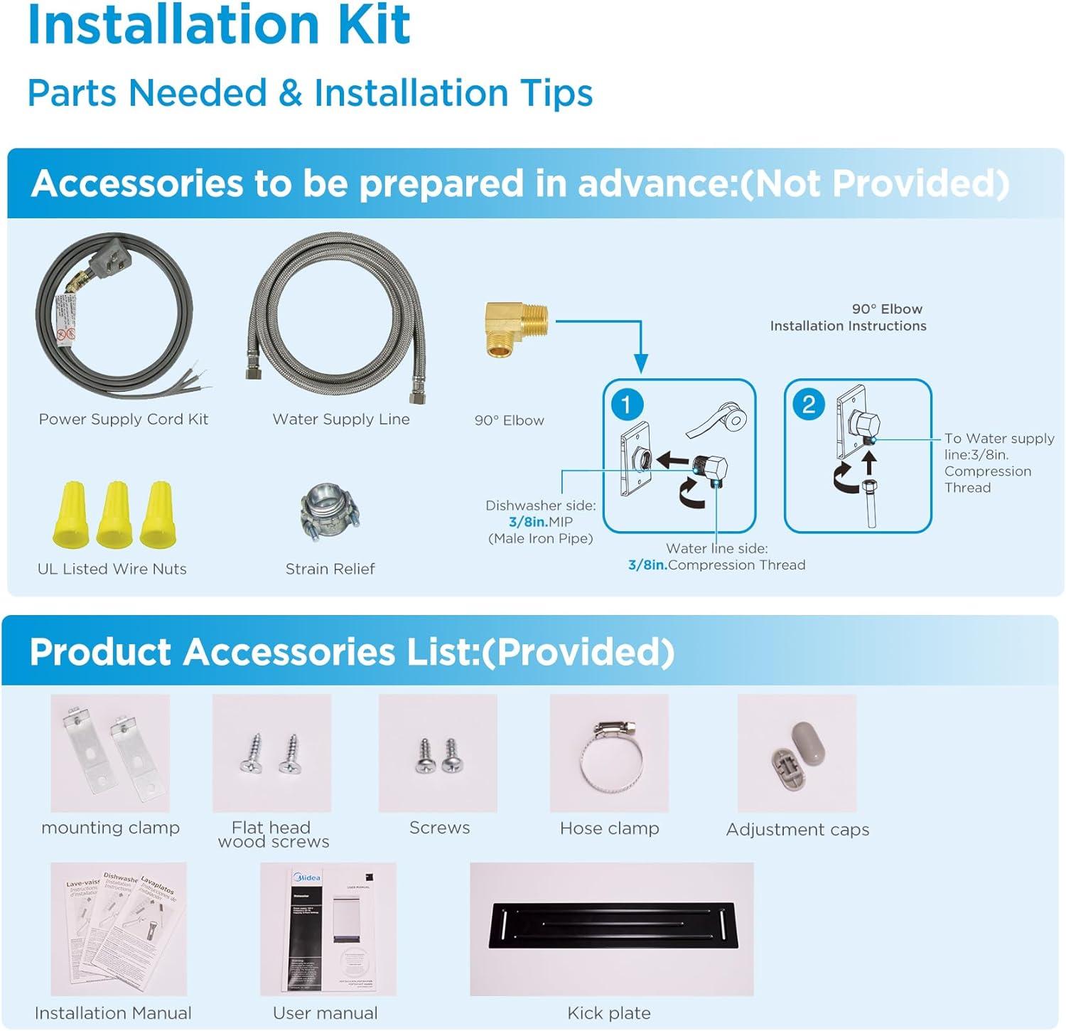 Midea Built-in Dishwasher with 8 Place Settings, 6 Washing modes, Stainless Steel Tub, Heated Dry, Energy Star