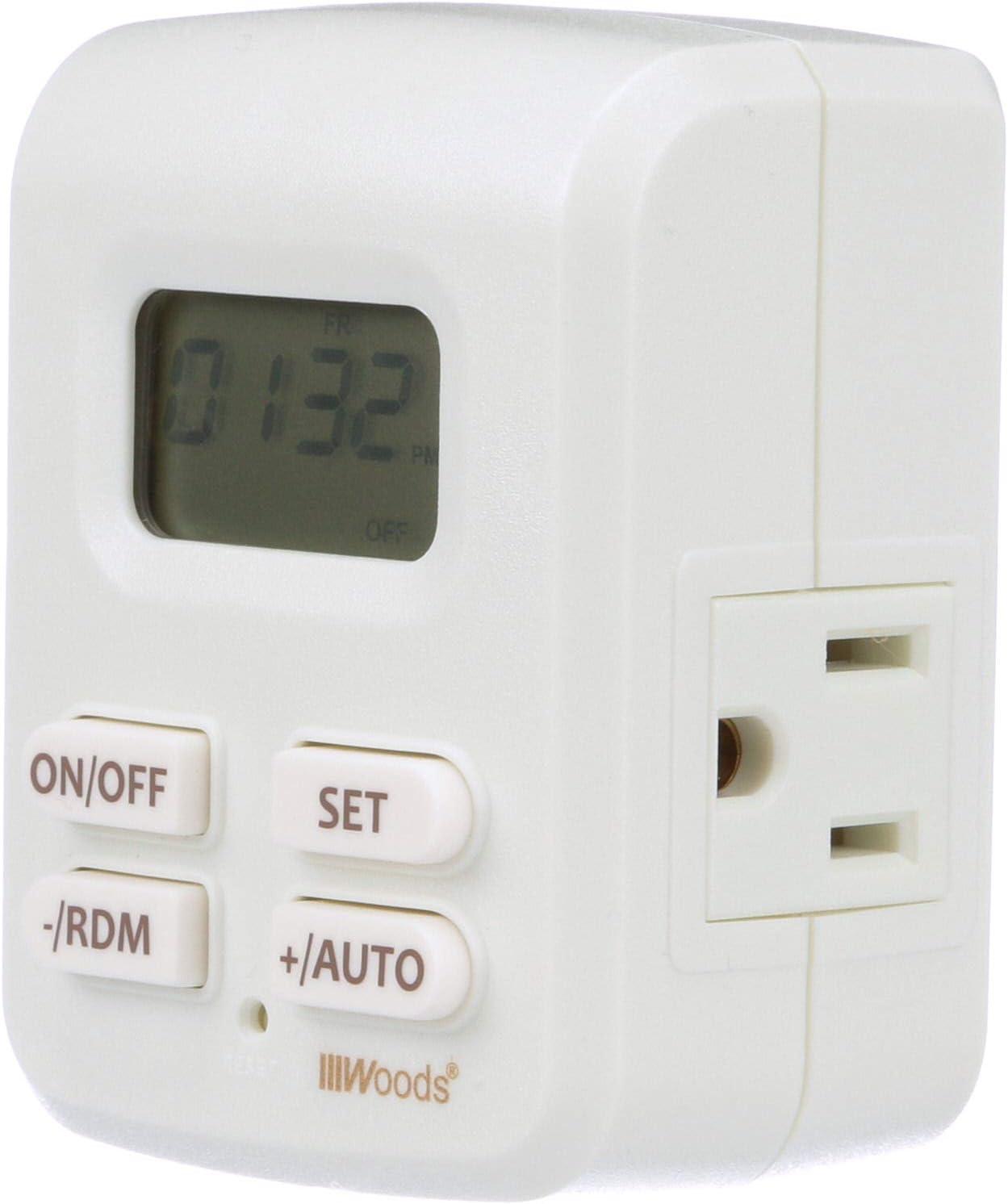 Woods 50029WD White Indoor Plug-In Astronomical Timer with 2 Grounded Outlets