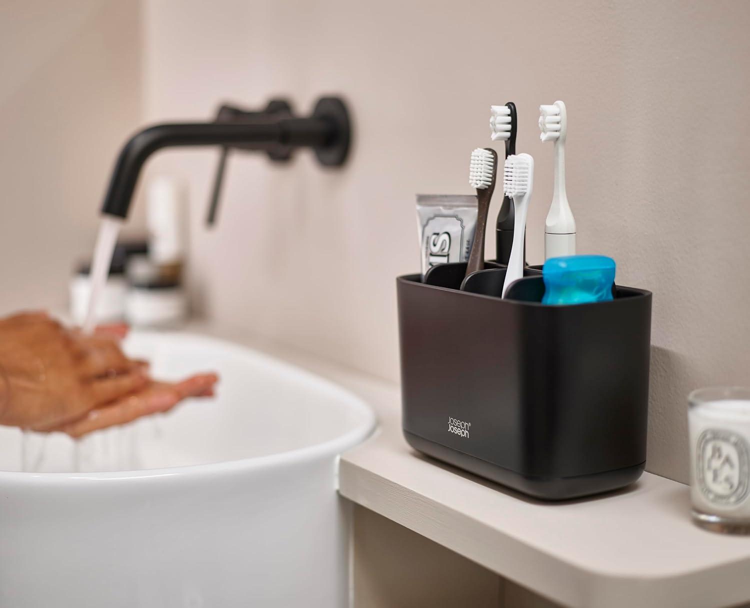 Large Black EasyStore Toothbrush Holder with Dividers