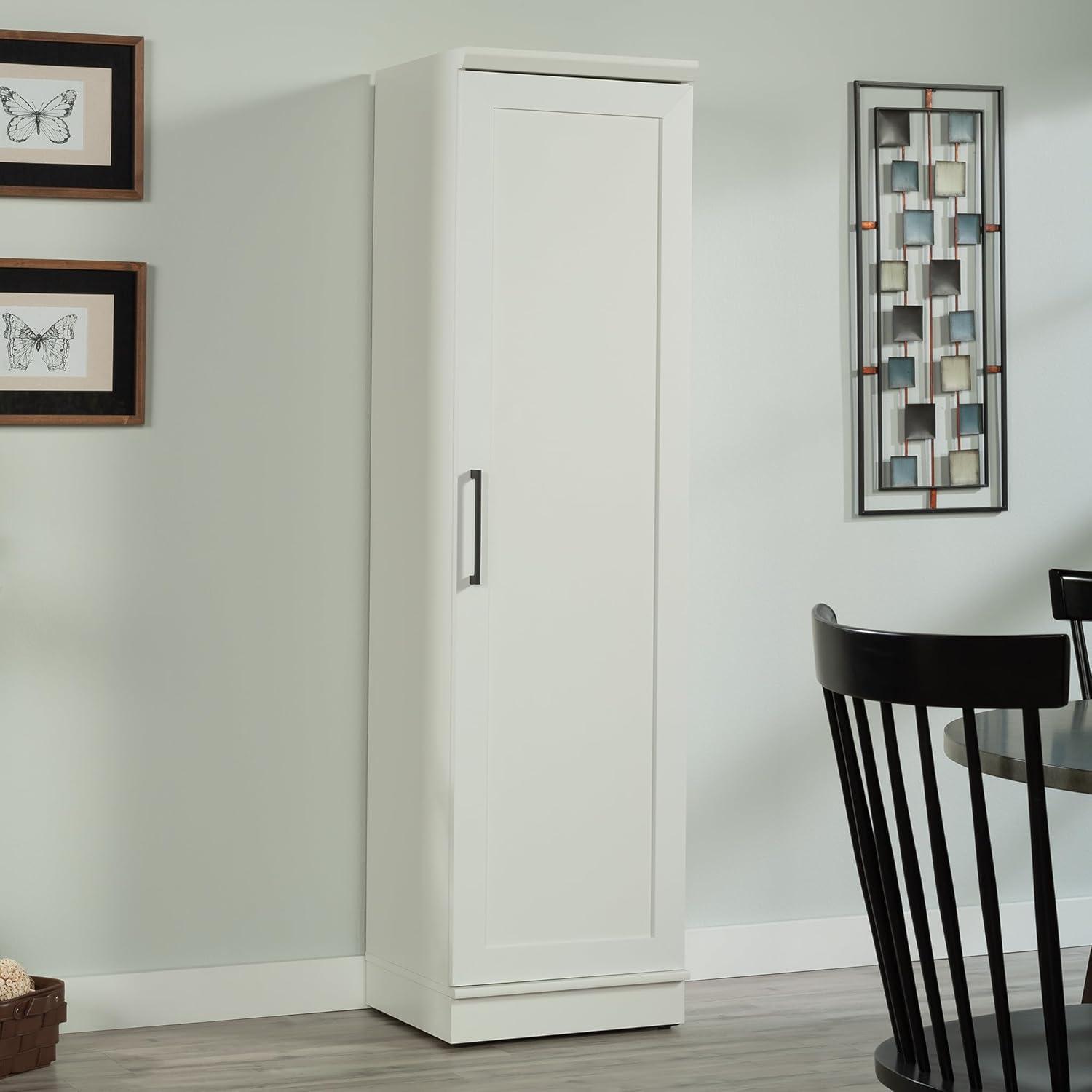 Sauder Homeplus Kitchen Storage Cabinet Soft White: 5-Shelf Utility Closet, Laminated Wood Composite