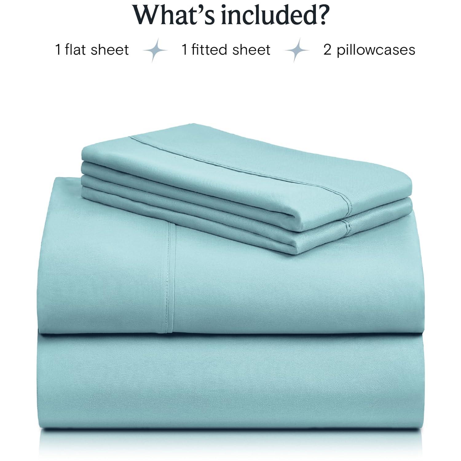 LuxClub 4 PC Aqua Full Silky Soft Cooling Deep Pocket Performance Sheet Set