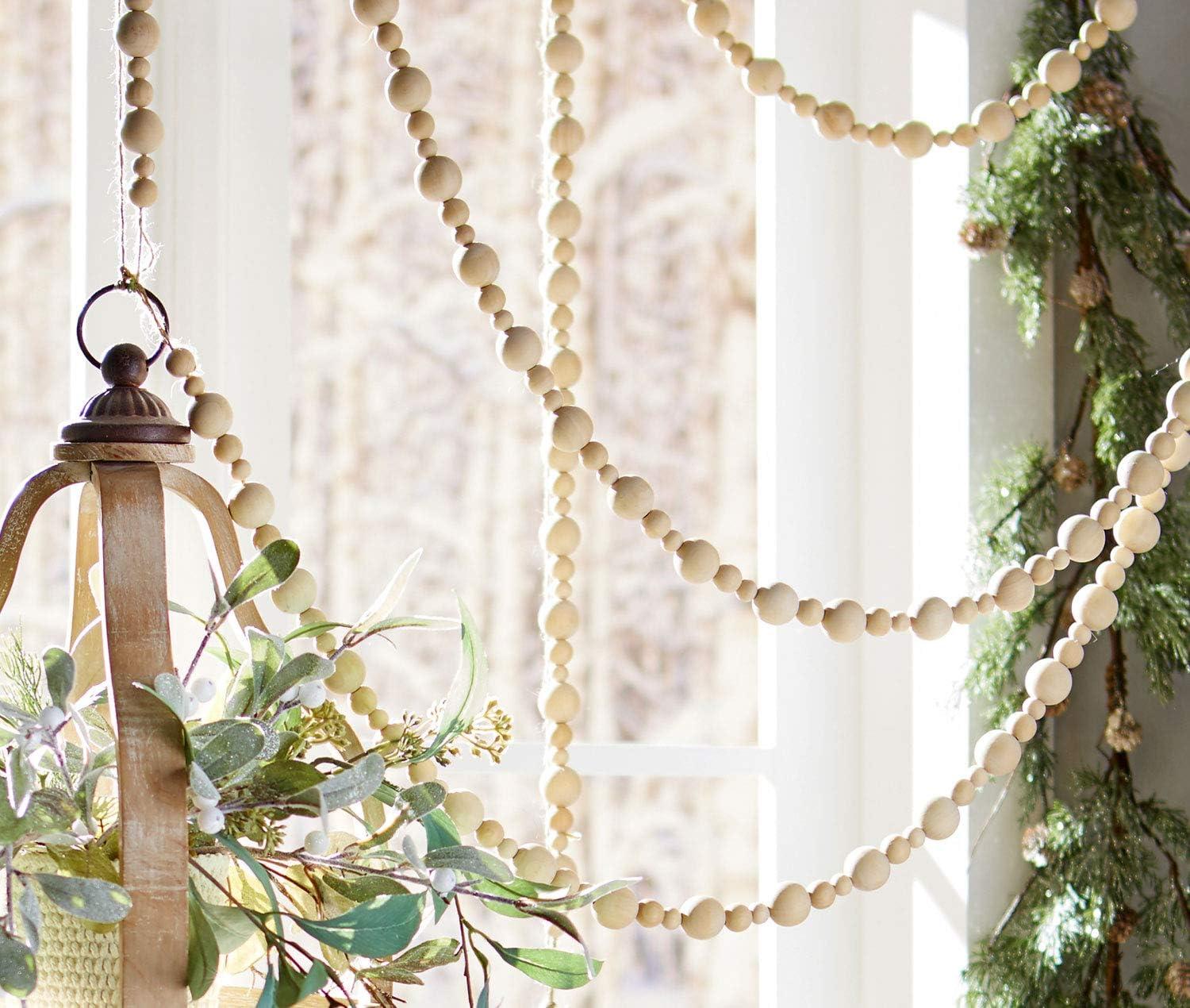 RAZ Imports 6 Foot Wooden Bead Garland - Holiday Garland Decoration