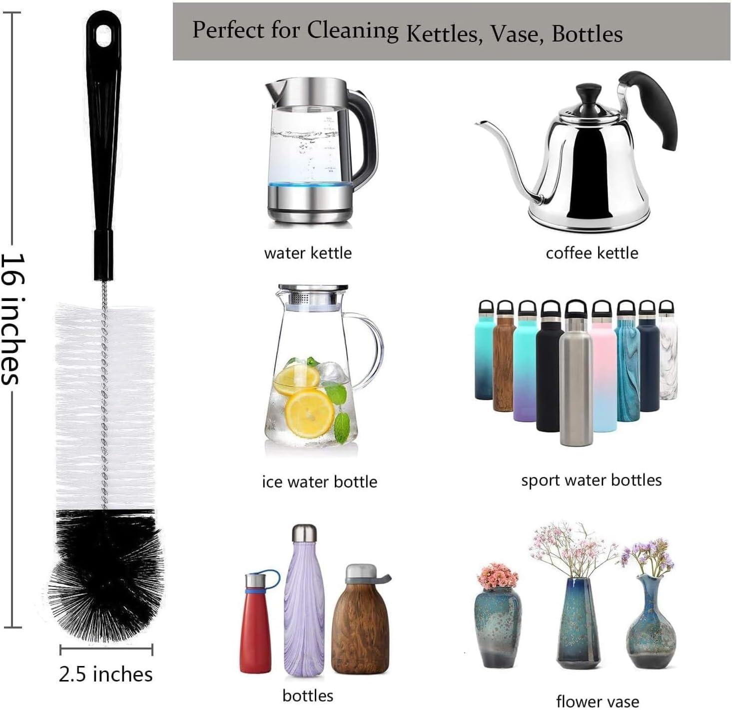 ZOUYUE 8 Pcs Bottle Cleaning Brush Set Long Handle Black Bottle Cleaner Sturdy Food Grade for Cleaning Baby Bottles Sports Water Bottles Flask