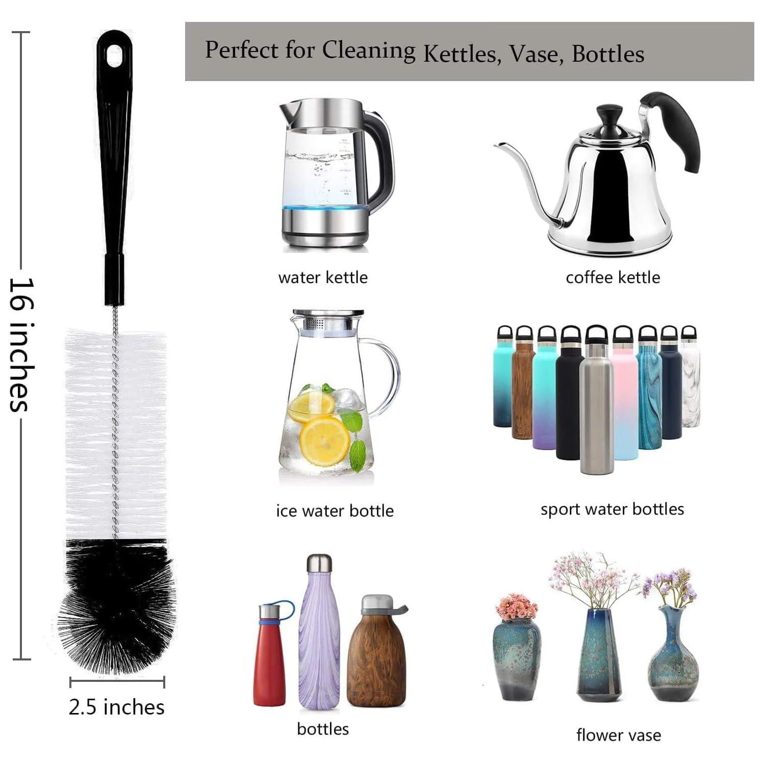 ZOUYUE 8 Pcs Bottle Cleaning Brush Set Long Handle Black Bottle Cleaner Sturdy Food Grade for Cleaning Baby Bottles Sports Water Bottles Flask
