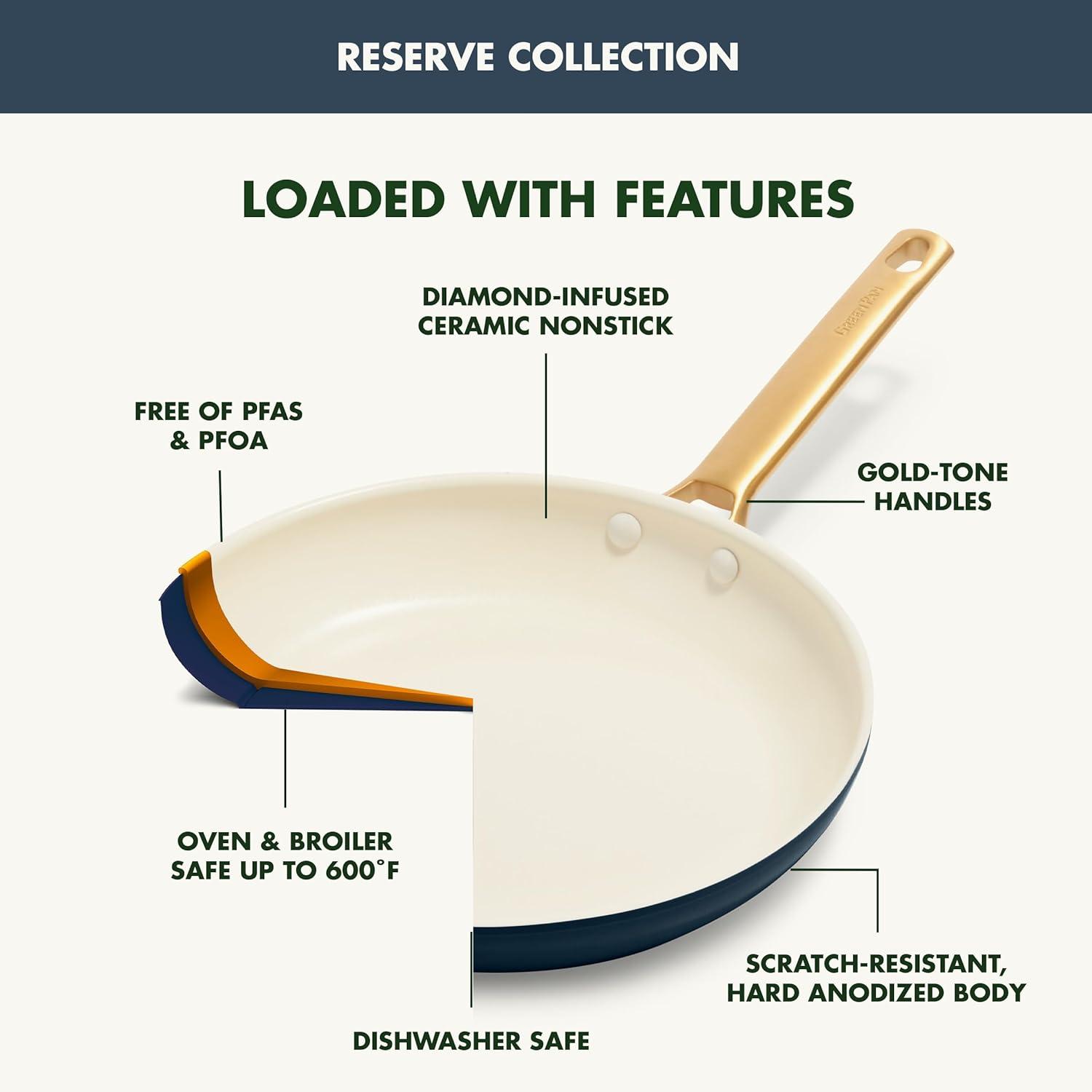 GreenPan Reserve Healthy Ceramic Nonstick, 8", 10" And 12" Frypan Set