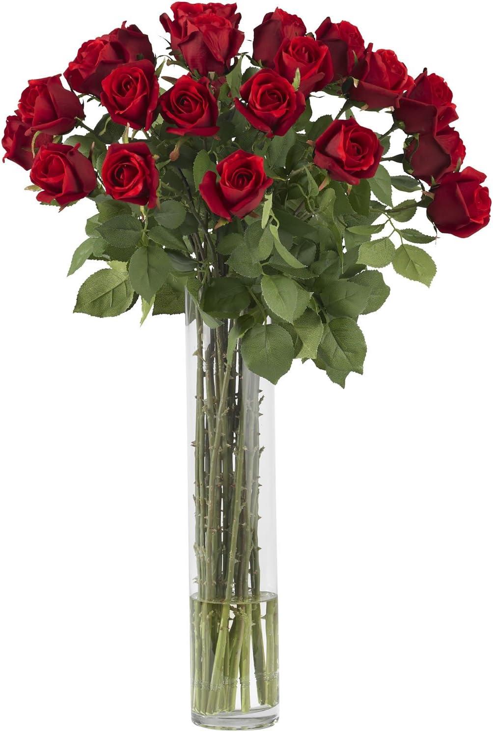 Elegant Rosebud 42" Silk Flower Arrangement with Decorative Vase