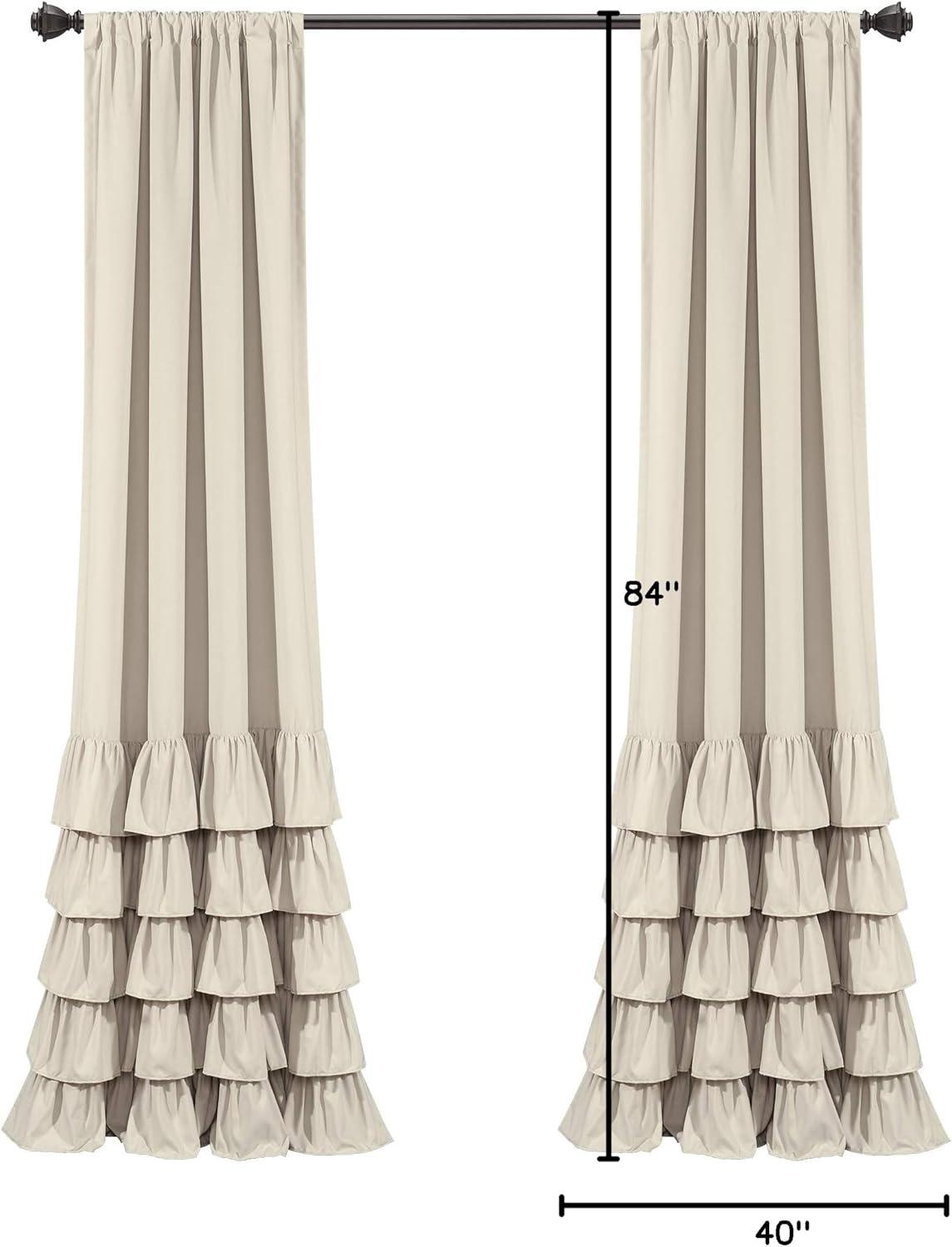 Allison Ruffle Polyester Semi Sheer Curtain Pair