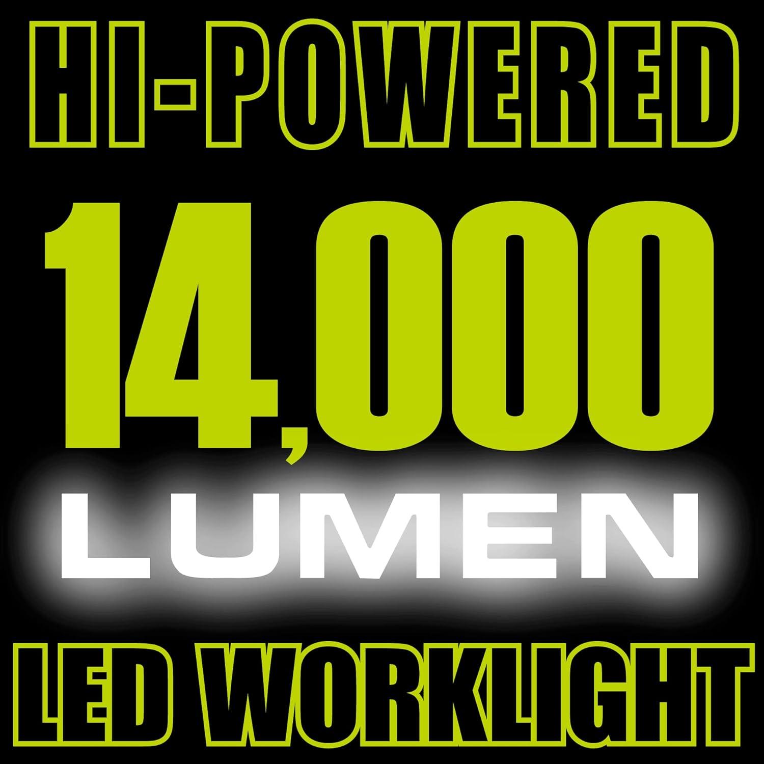 POWERSMITH PWLD140T 14000 Lumen LED Work Light with Stand All Metal 60" Telescoping Tripod Sealed Power Switches 5 Year Warranty