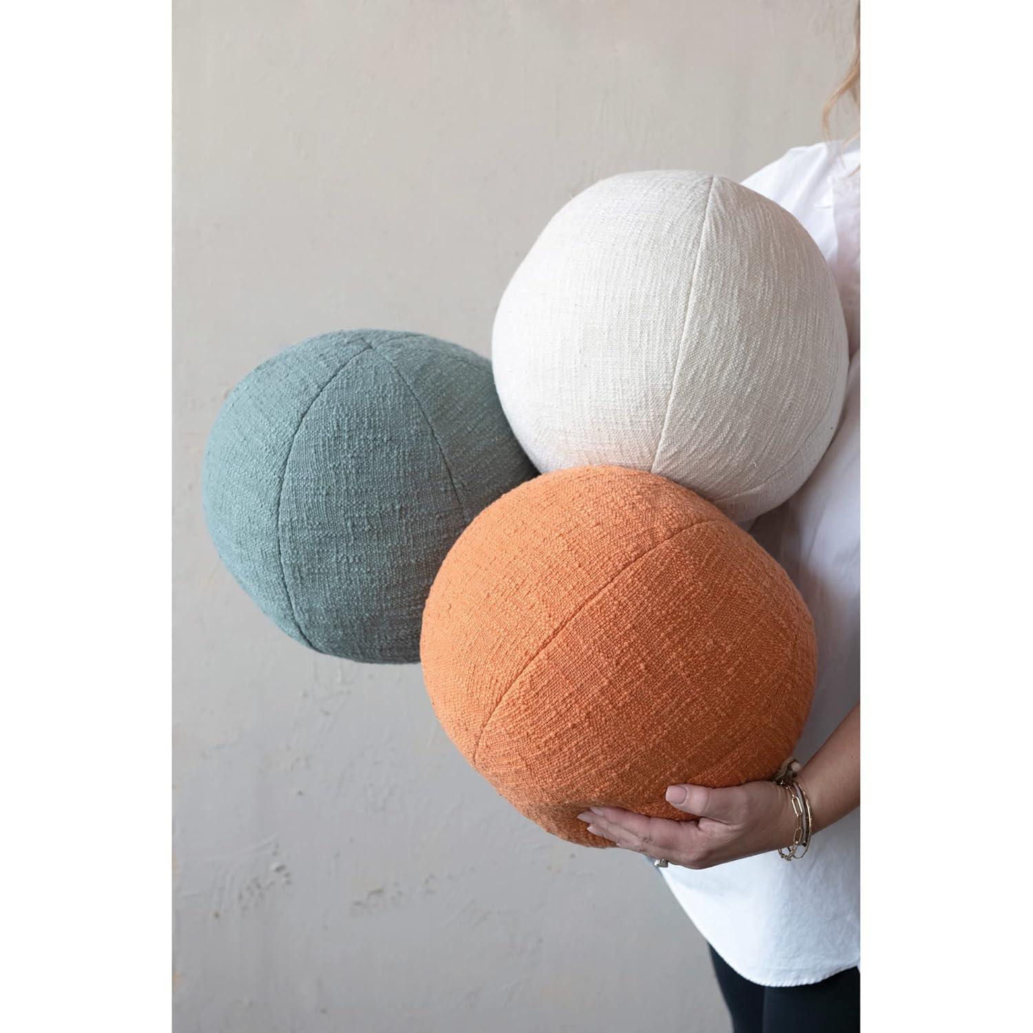Sage Cotton Round Orb Throw Pillow, 12"