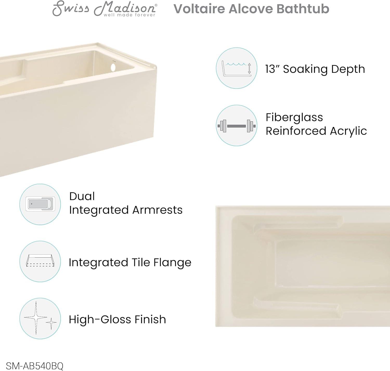 Voltaire 60" x 30" Alcove Bathtub with Apron