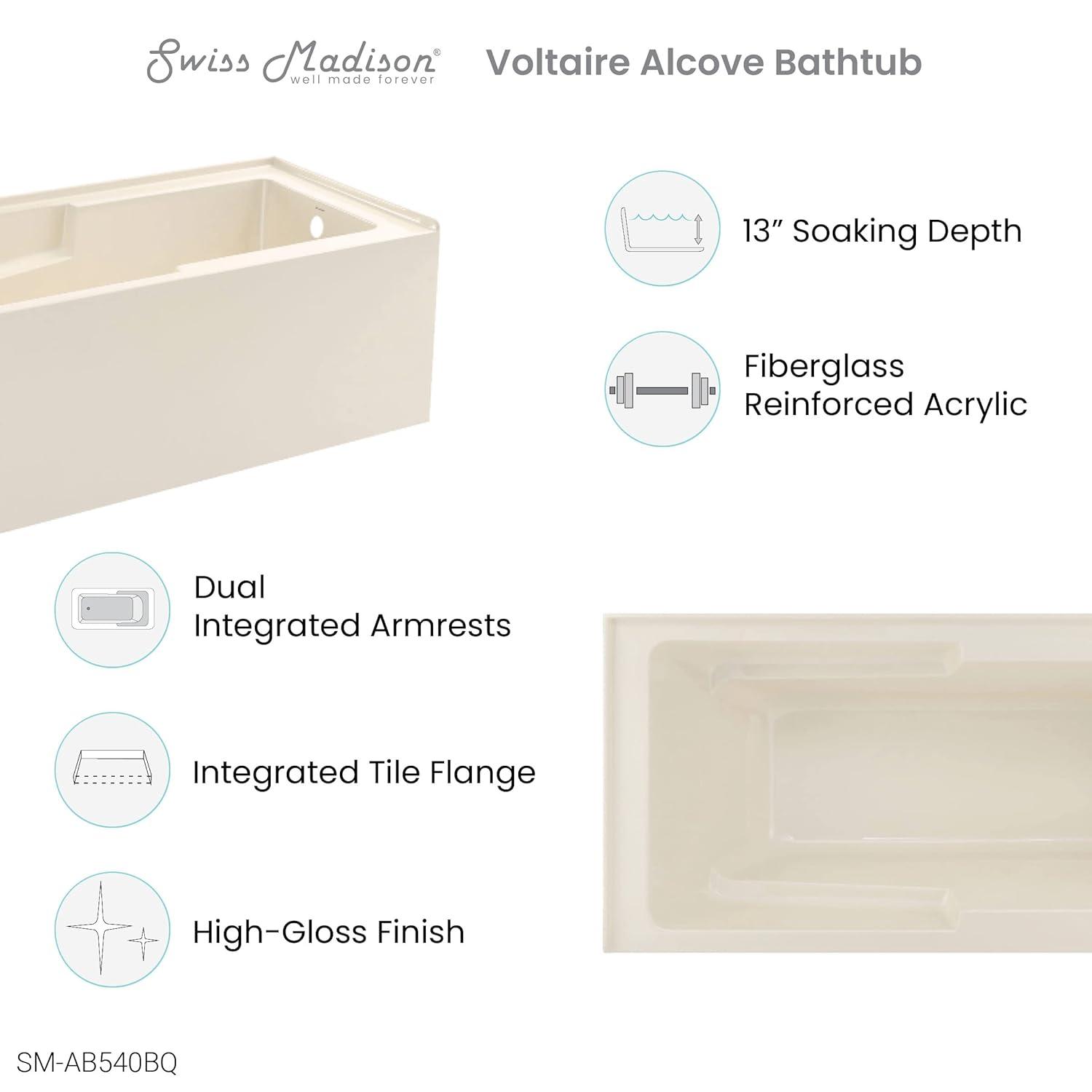 Voltaire 60" x 30" Alcove Bathtub with Apron