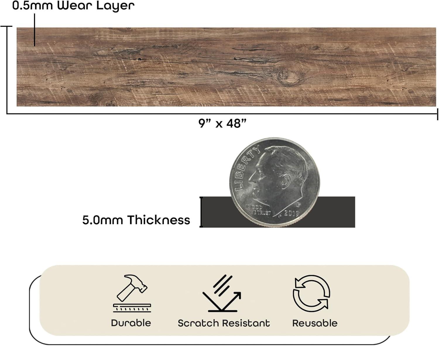 Achim Importing Co Flex Flor™ Looselay 5mm Thick 9'' W x 48'' L Vinyl Plank