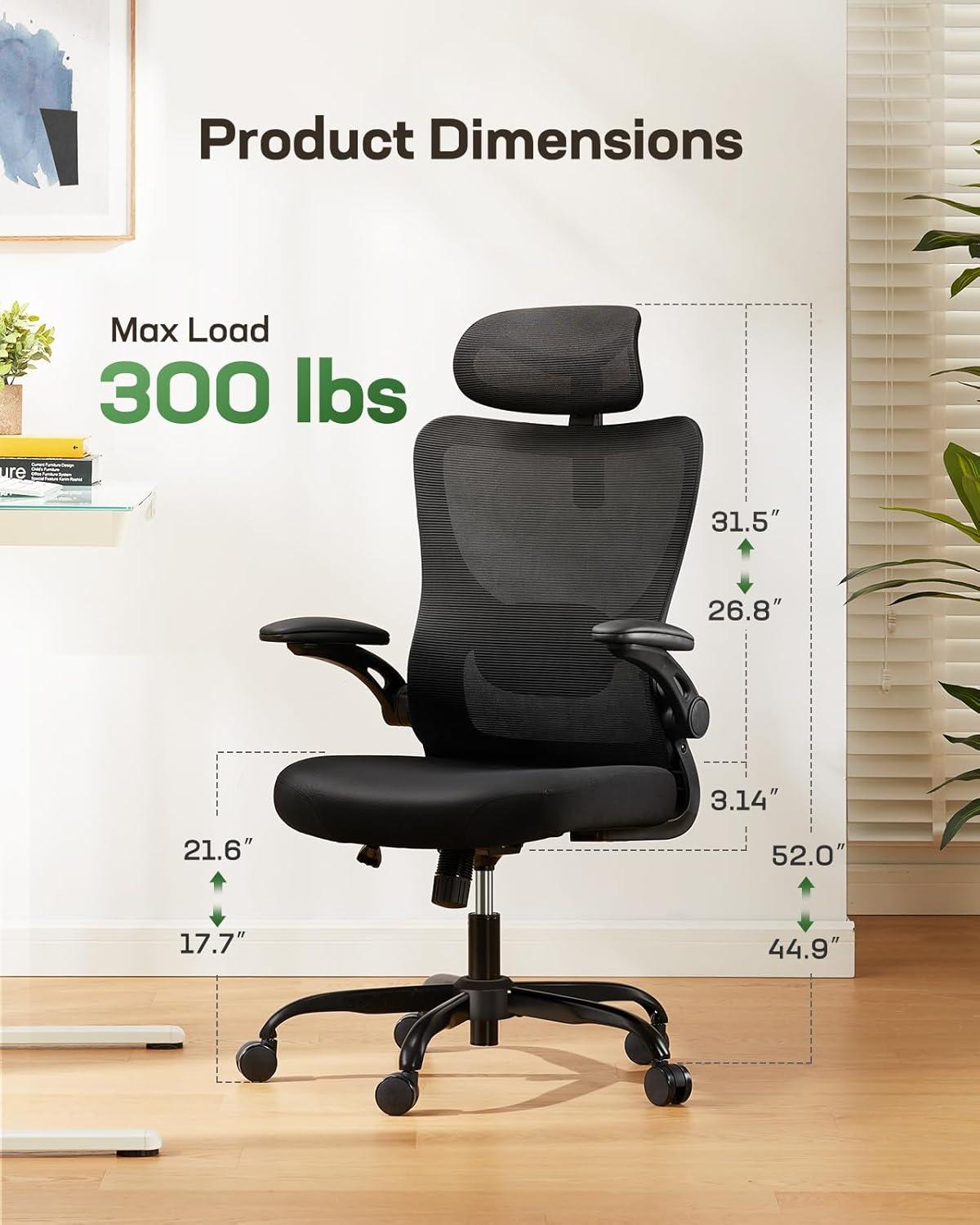 Black Ergonomic High Back Mesh Office Chair with Adjustable Arms