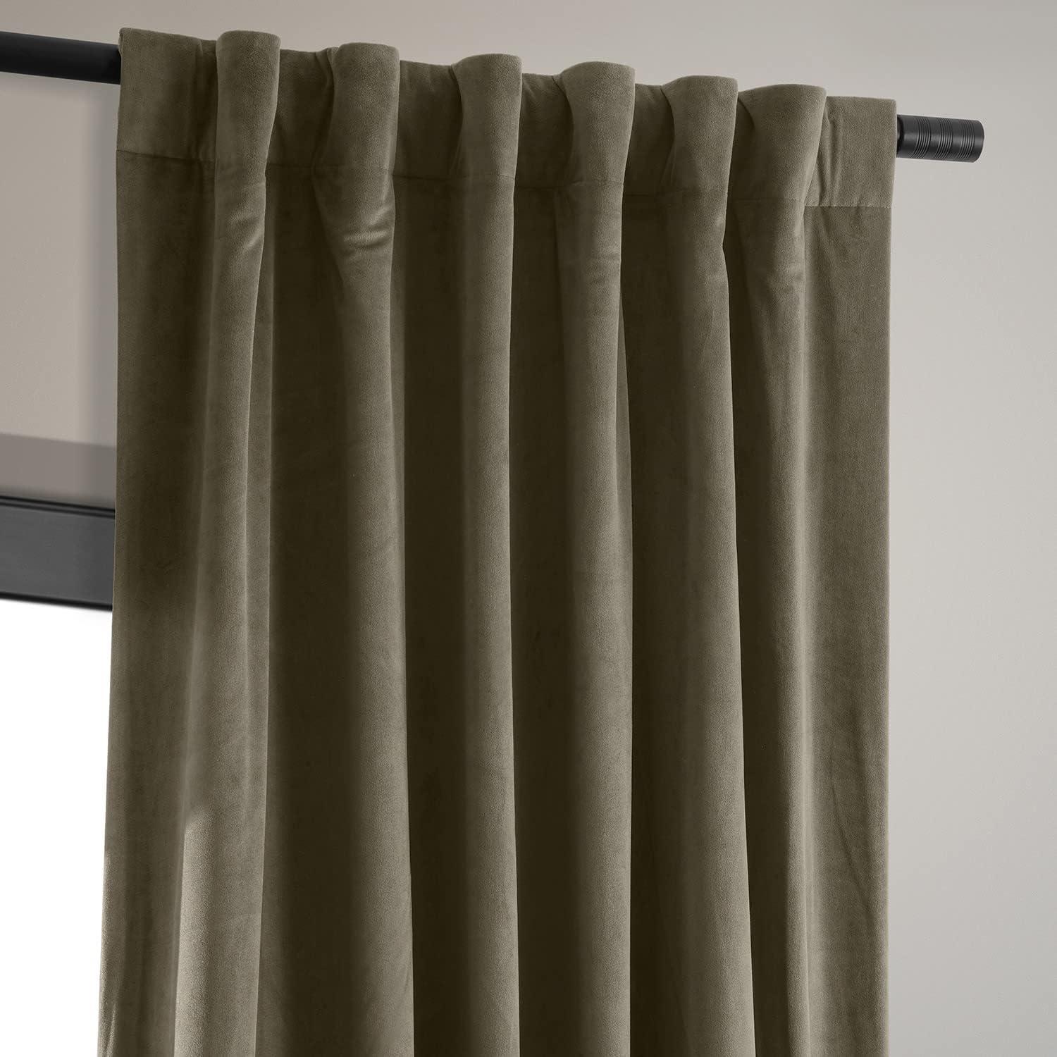 Signature Denver Taupe Blackout Velvet Curtain (1 Panel), Denver Taupe, 50W X 84L