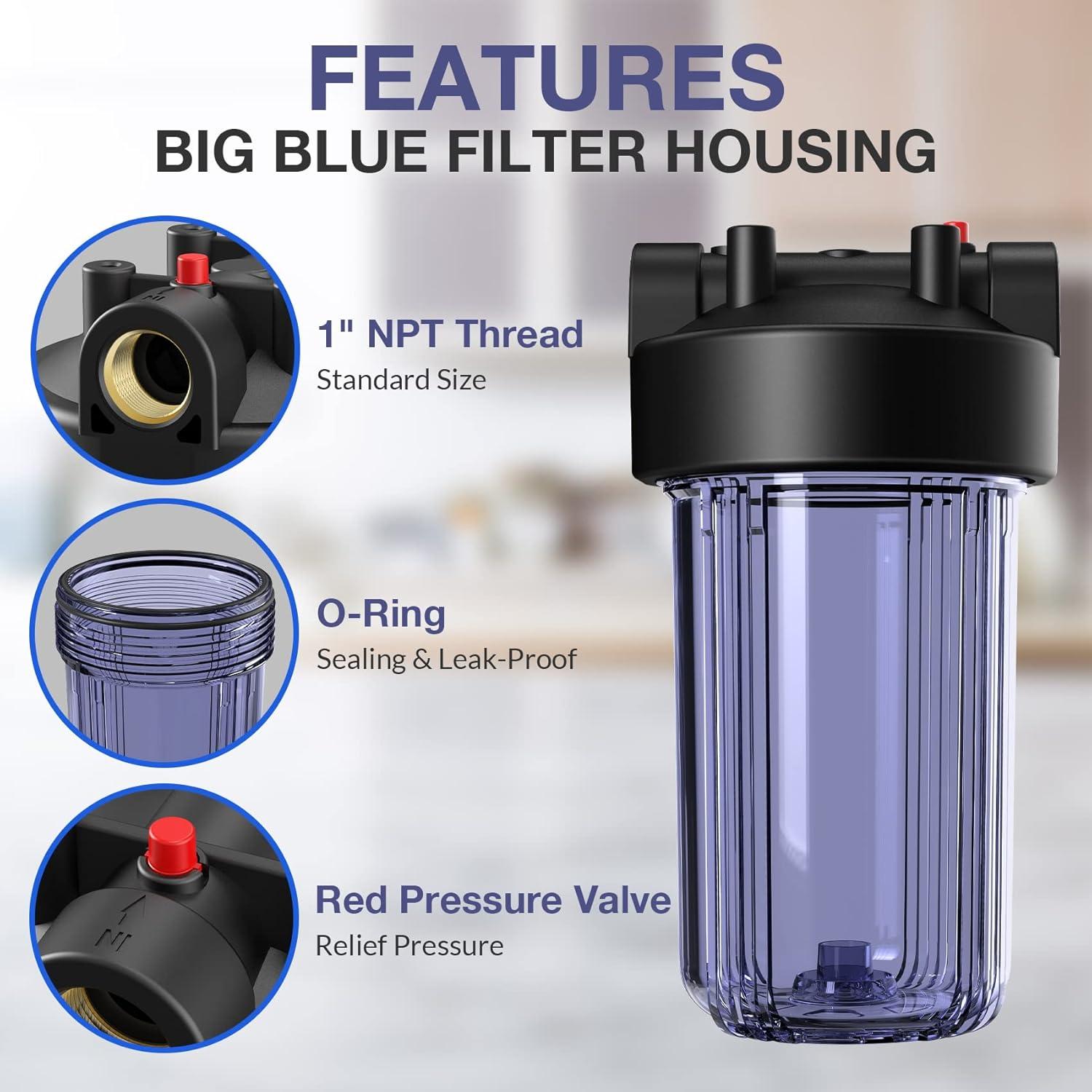 Whole House Water Filter System, SimPure Big Blue 4.5" x 10" Sediment Filtration Housing for Purification Well & City Water, DB10