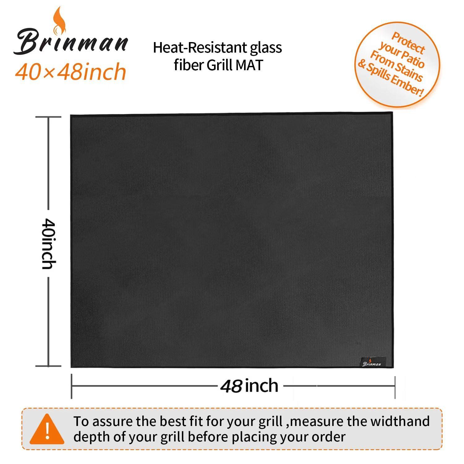 Under Grill Mats for Outdoor Grill - 48x40 Inch BBQ Mat for Under Barbecue - Double-Sided Fireproof Patio & Deck Protector Mat - Fire Pit Mat -Oil-Proof Grill Floor Pads - Stove Mat Patio Accessories
