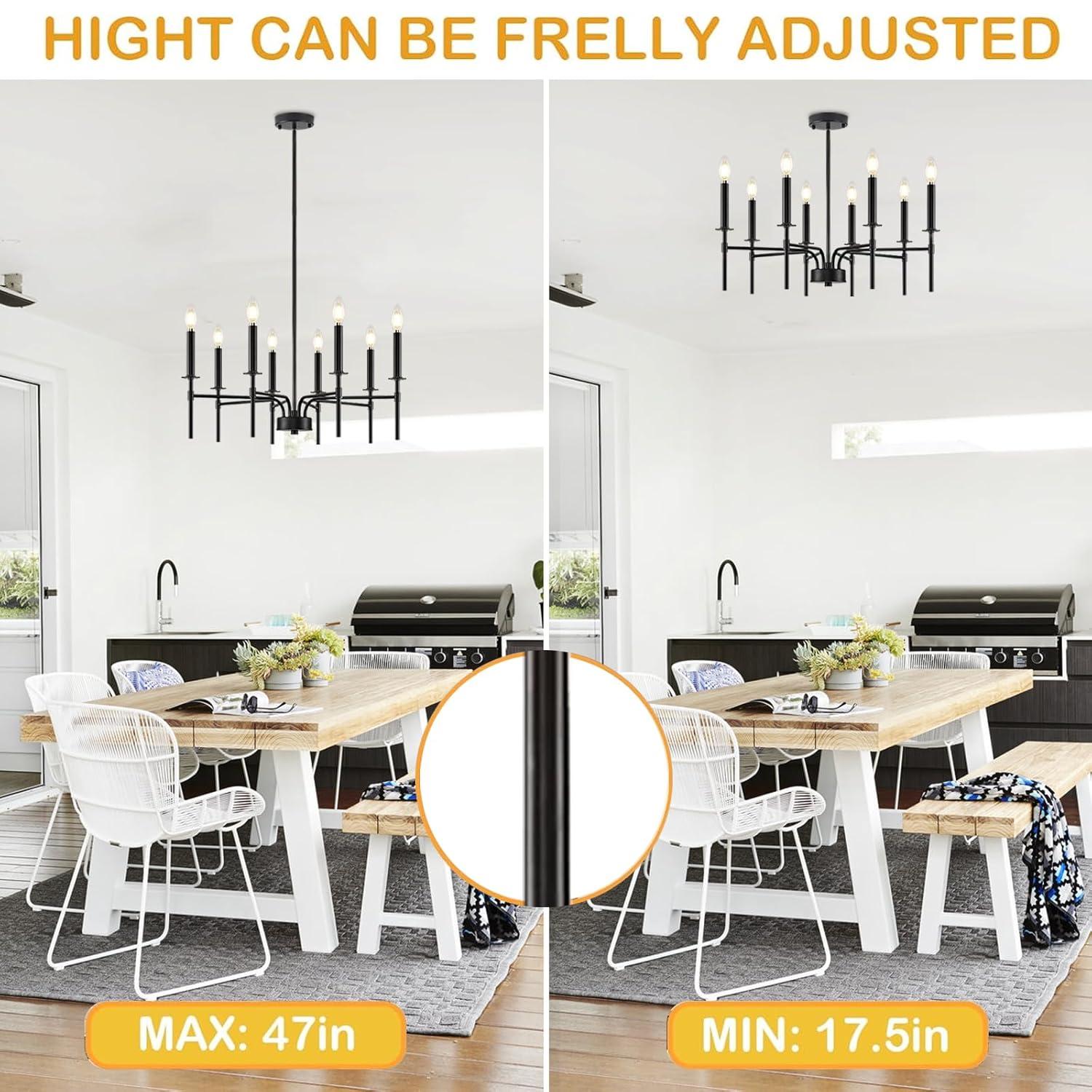 Farmhouse 6 Lights Black Wagon Wheel Chandelier,Modern Vintage Round Pendant Light Fixture for Dining Room,Living Room, Entryway Foyer Kitchen Island, E26