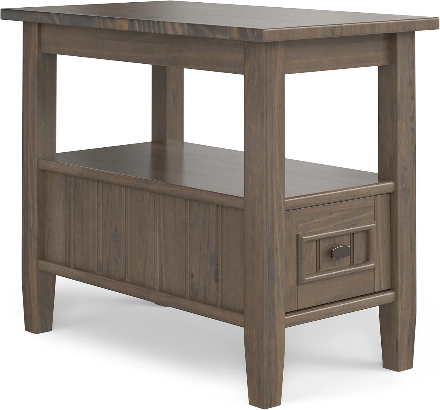 Lev Smoky Brown Solid Wood Narrow End Table with Storage