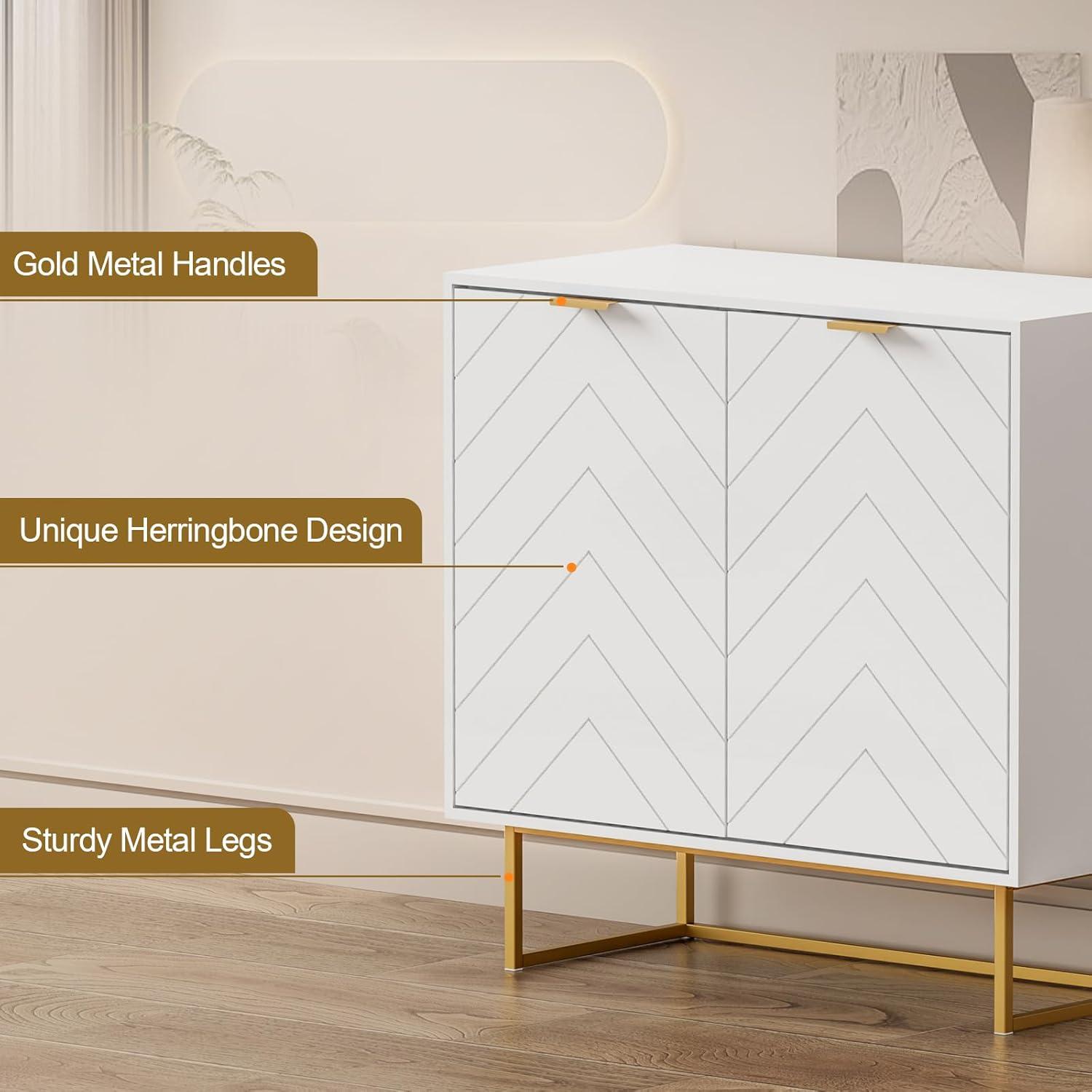 Semiocthome Modern Storage Cabinet with 2 Doors Buffet Sideboard for Kitchen, Living Room,White