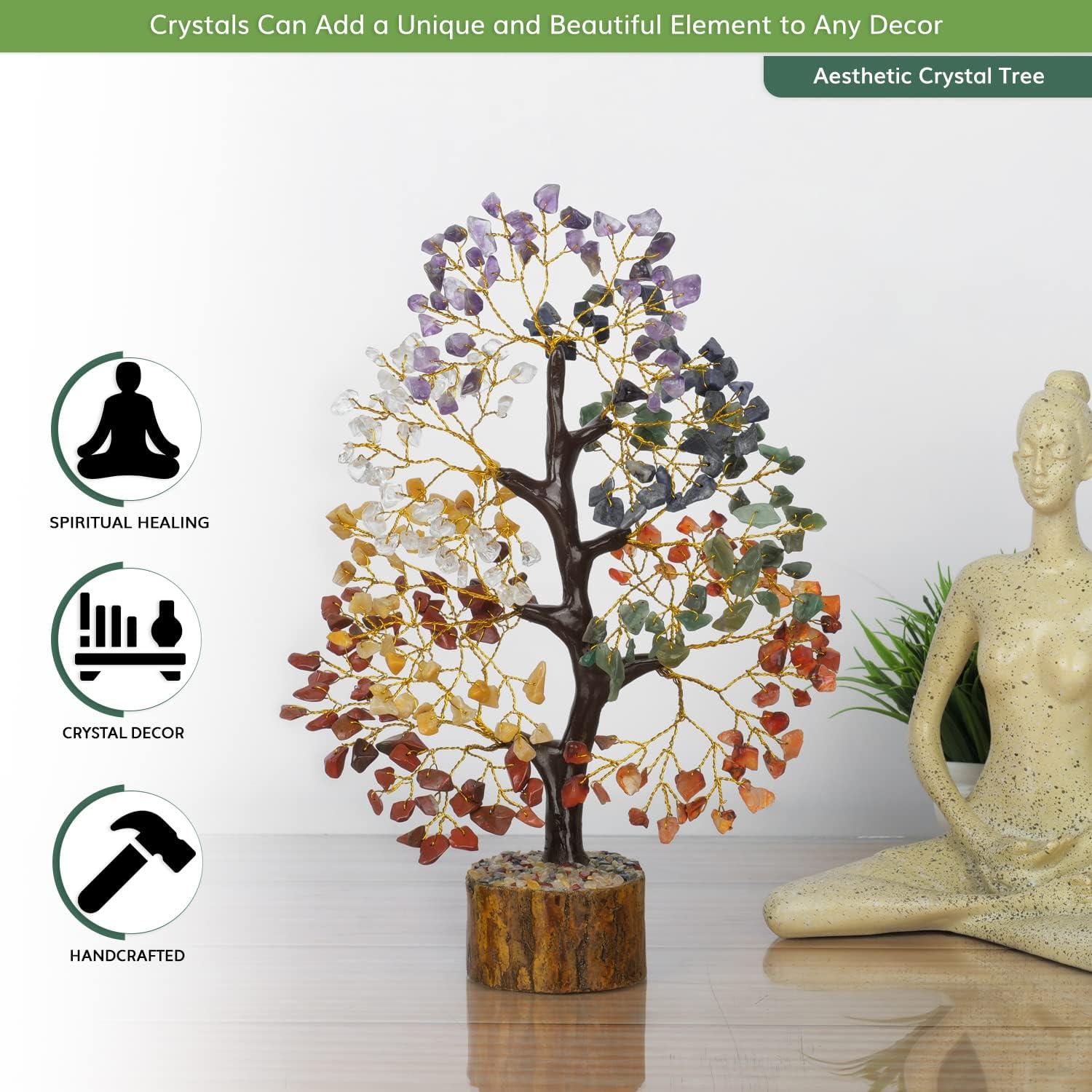 Crystal Tree Of Life 7 Chakra Healing Crystal Trees for Home Office Decoration Crystal Decor Money Bonsai Trees for Positive Energy