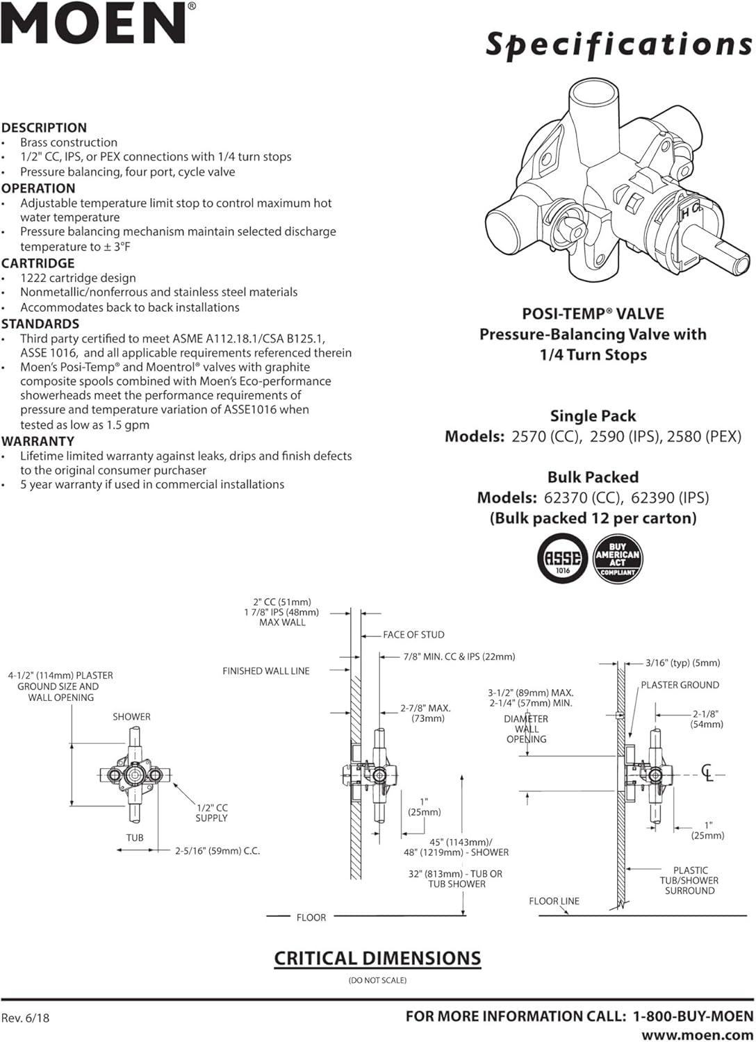 M-Pact Posi-Temp IPS Connection Pressure Balancing Valve