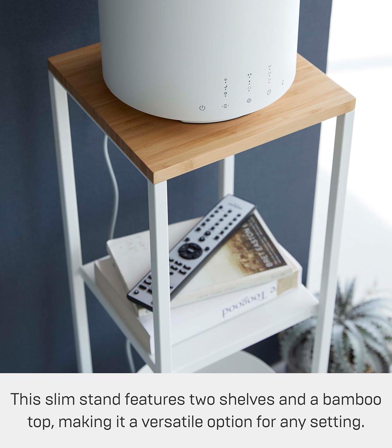 Yamazaki Home Two-Tier Display and Storage Shelf, White, Steel + Wood