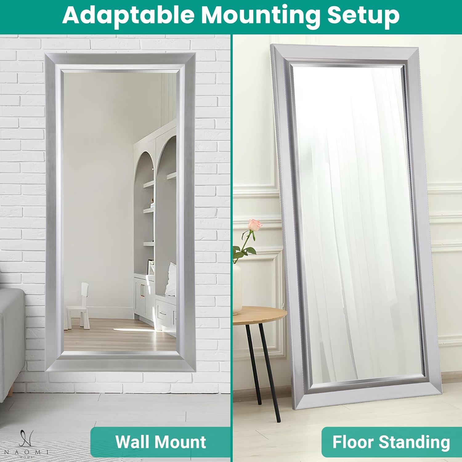 Red Barrel Studio® Chappell Beveled Full Length Huge Floor Mirror XL Mirror Large Standing Silver Floor Mirror