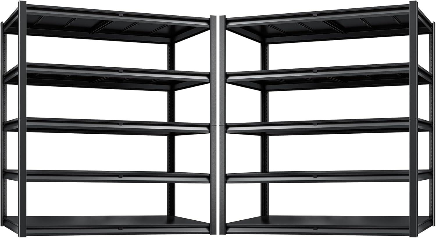 55"W Black Heavy Duty Adjustable Metal Garage Shelving Unit