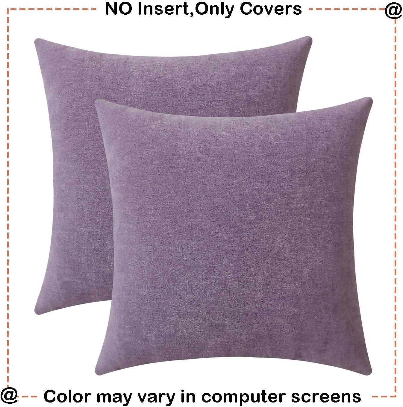 Deconovo Pack of 2 Velvet Decorative Throw Pillow Covers Plush Pillowcases Cushion Cover for Couch Sofa Bedroom, 20"x 20", Lilac, 2 Pack