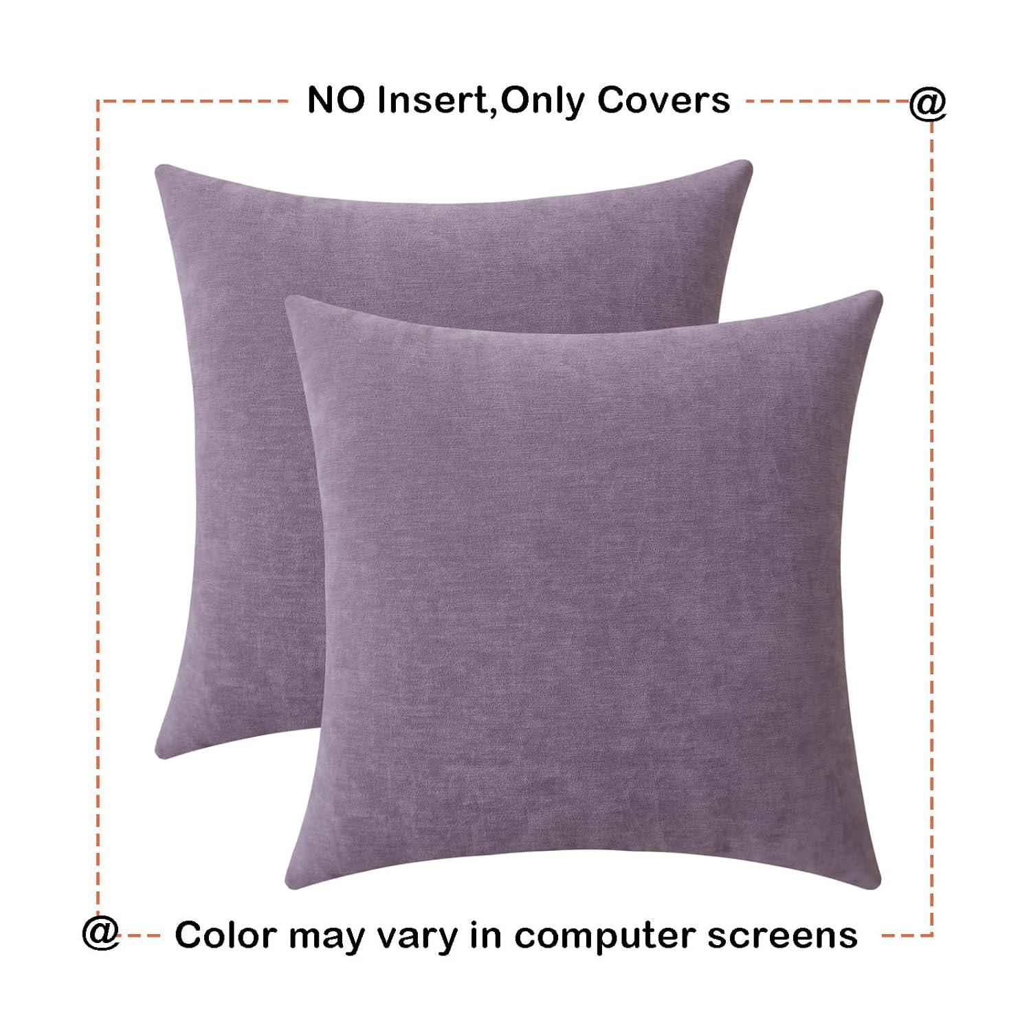 2 Pack Throw Pillow Covers 18x18 inch, Purple Pillow Covers for Bed Room Living Couch Home Dercoration