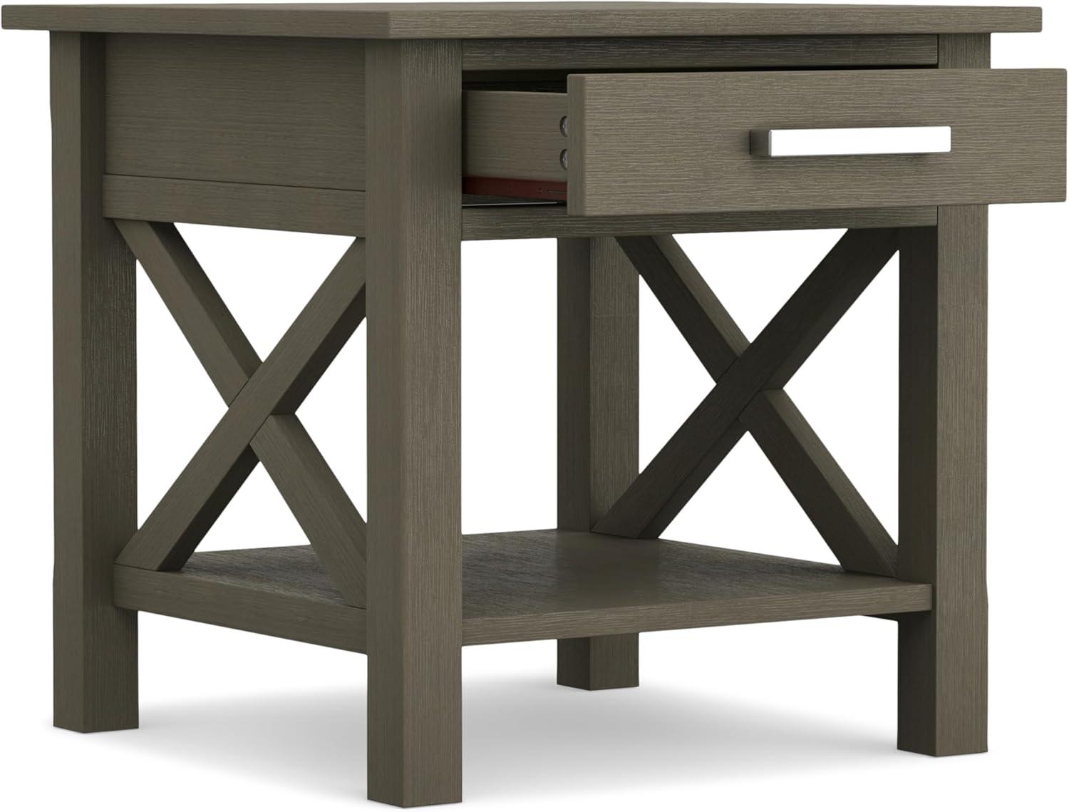 Simpli Home Kitchener Square End Table in Farmhouse Gray