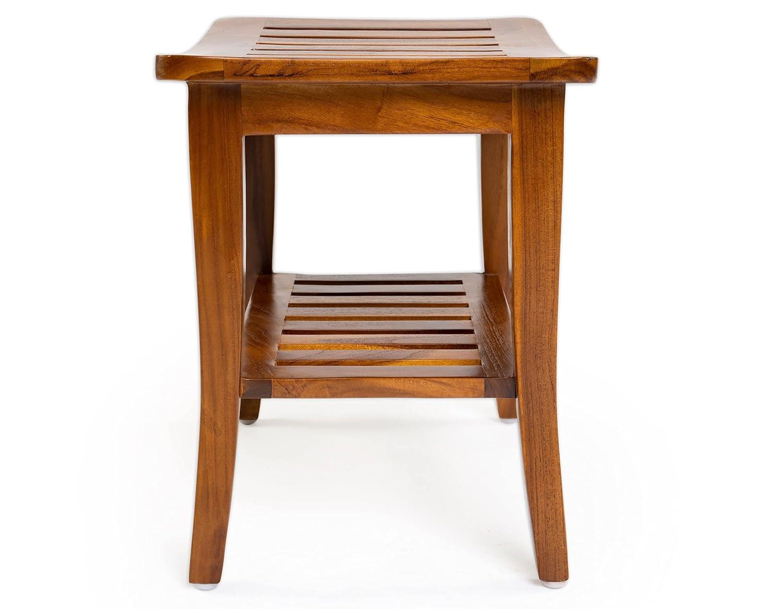 Ala Teak Brown Waterproof Shower Bench with Shelf