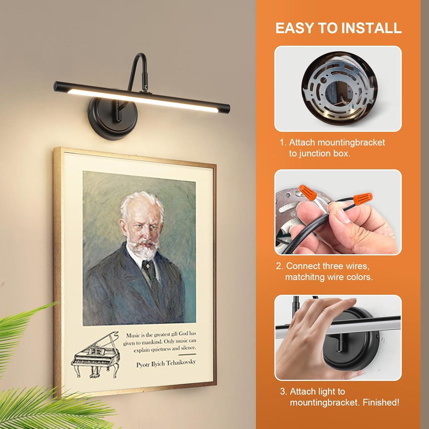 16.5" Black Dimmable Electric Wall Picture Light