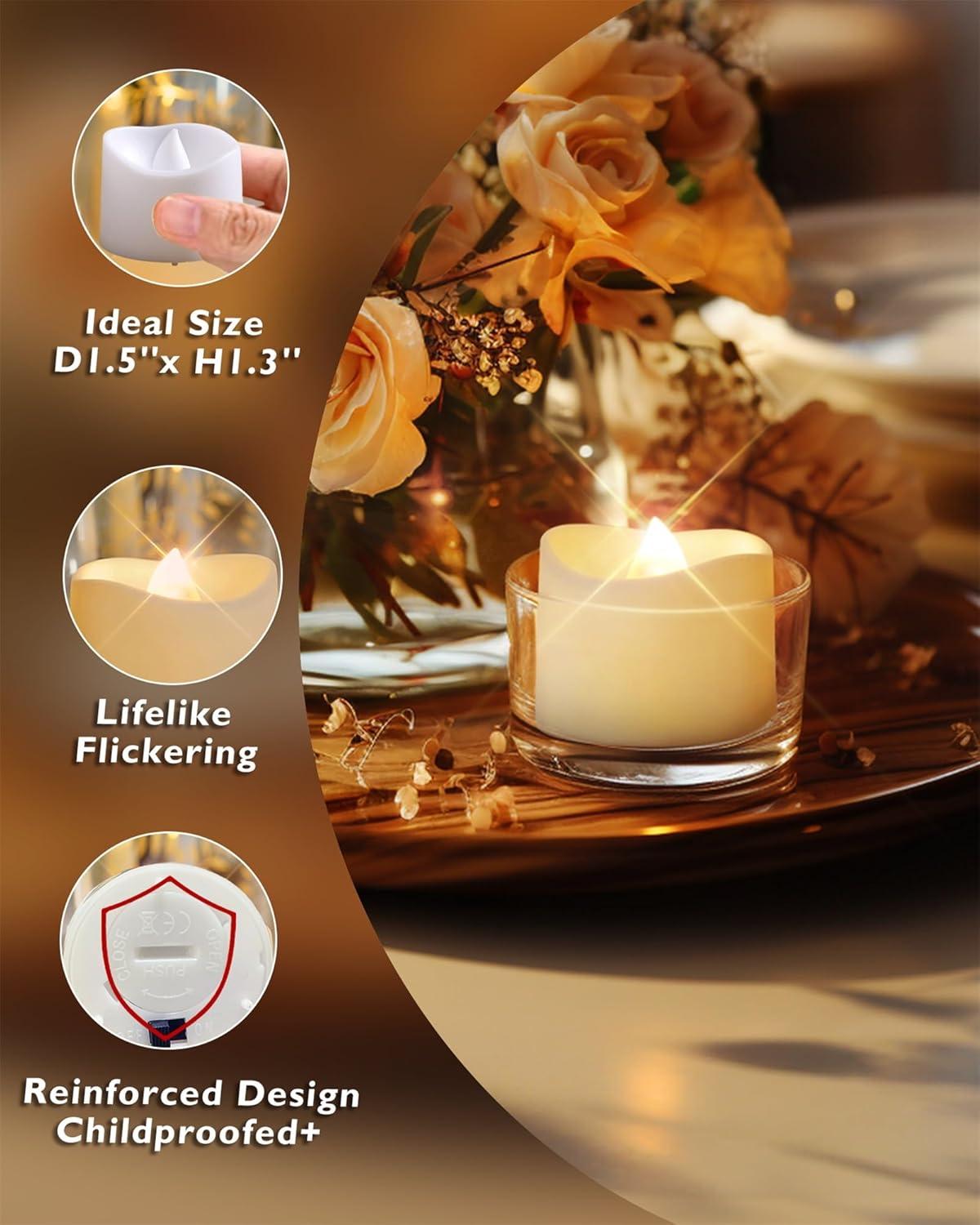 Warm White Flameless LED Votive Tea Lights, 72-Pack