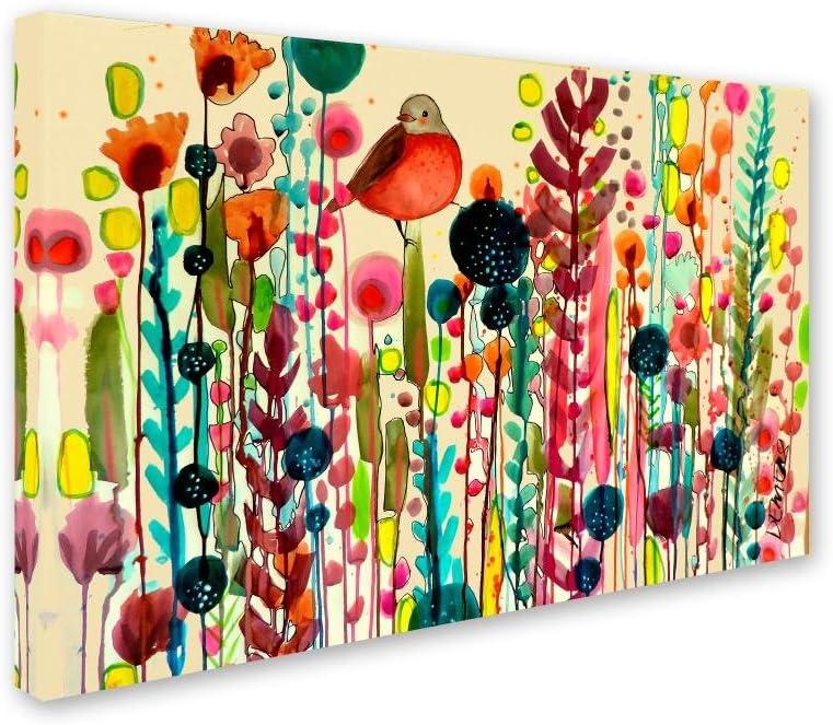 Multicolor Floral and Bird Modern Canvas Wall Art