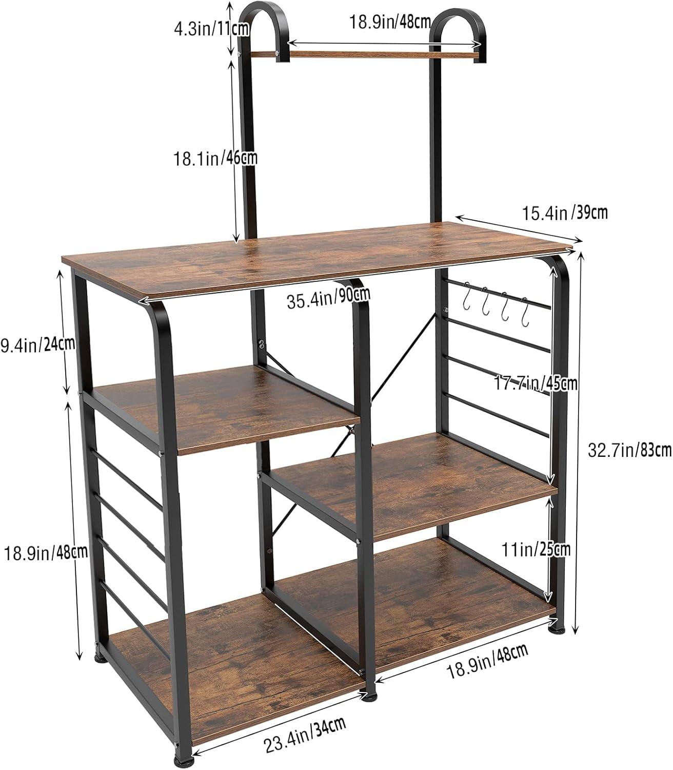 Modern Black and Brown 3-Tier Kitchen Utility Storage Rack