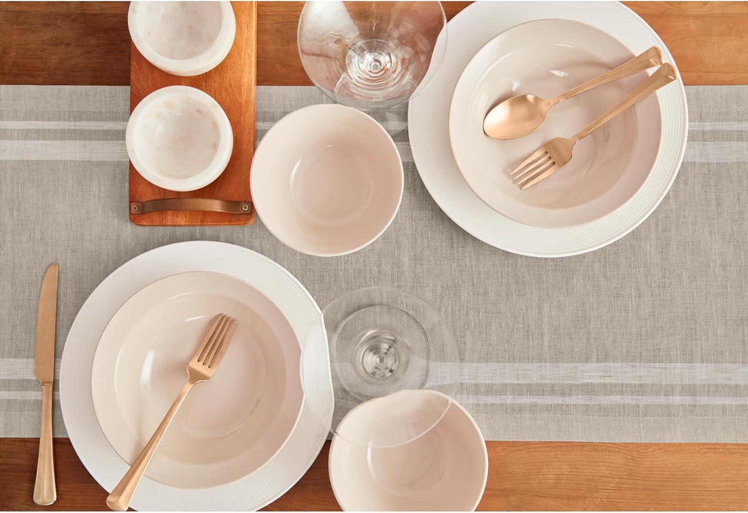 Solino Home French Stripe - 100% Pure Linen Table Runner