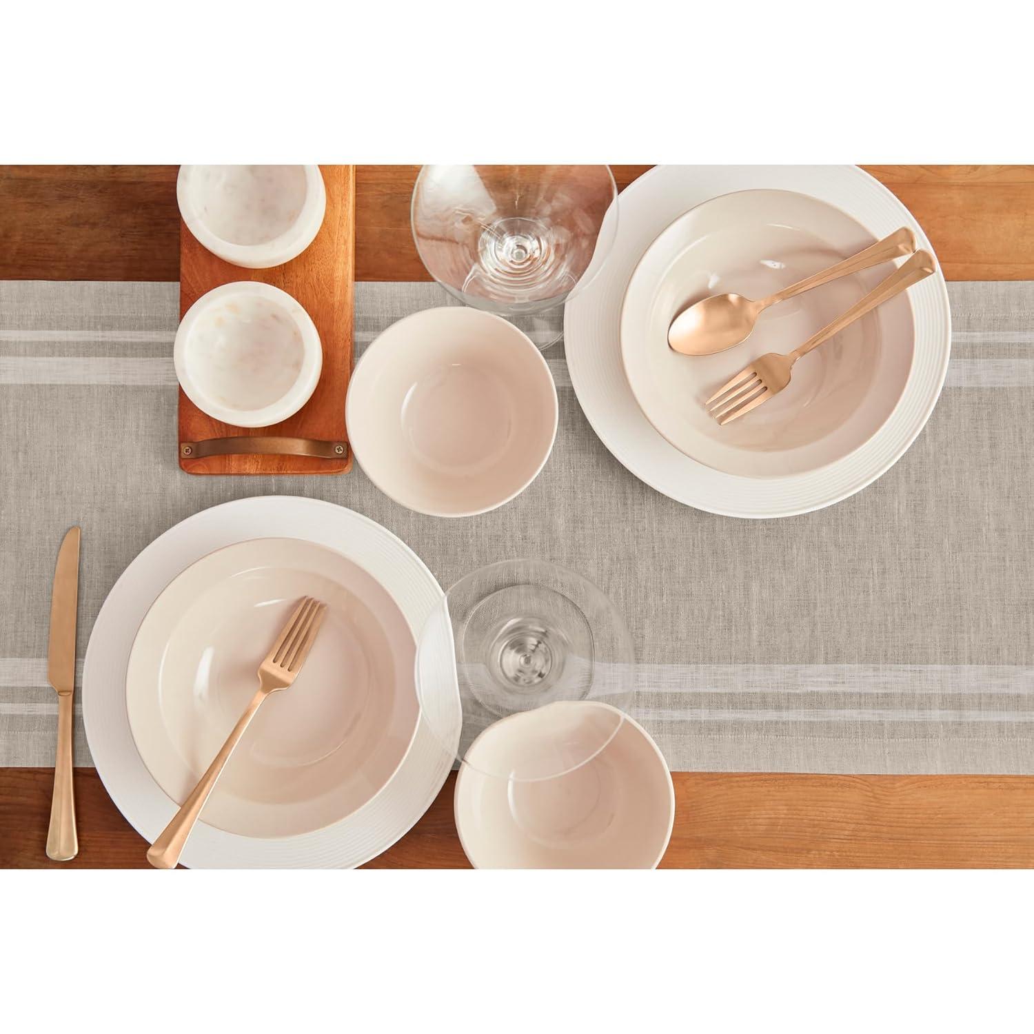 Solino Home French Stripe - 100% Pure Linen Table Runner