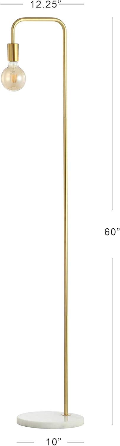 Vega Edison 60" Antique Gold Metal/Marble Minimalist Floor Lamp