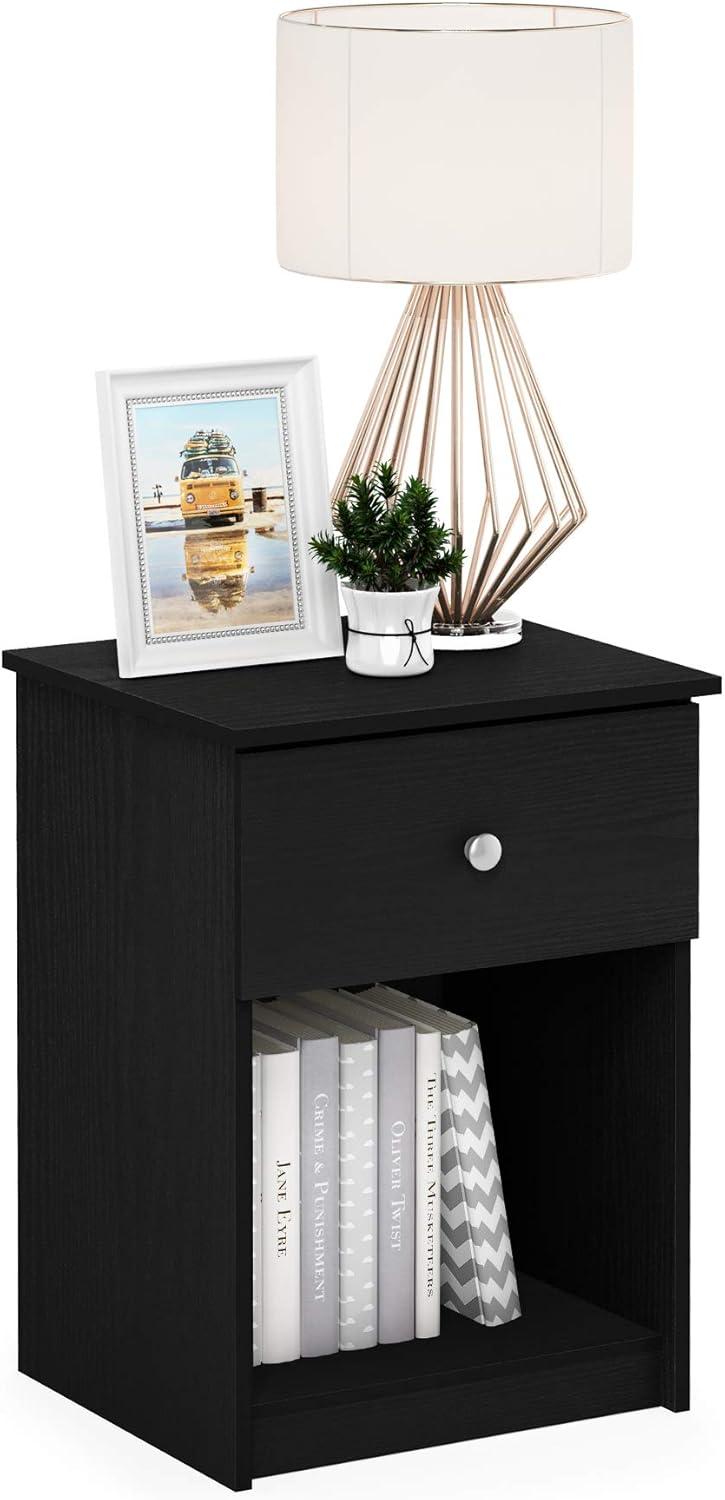 Black Oak Transitional Nightstand with 1 Drawer