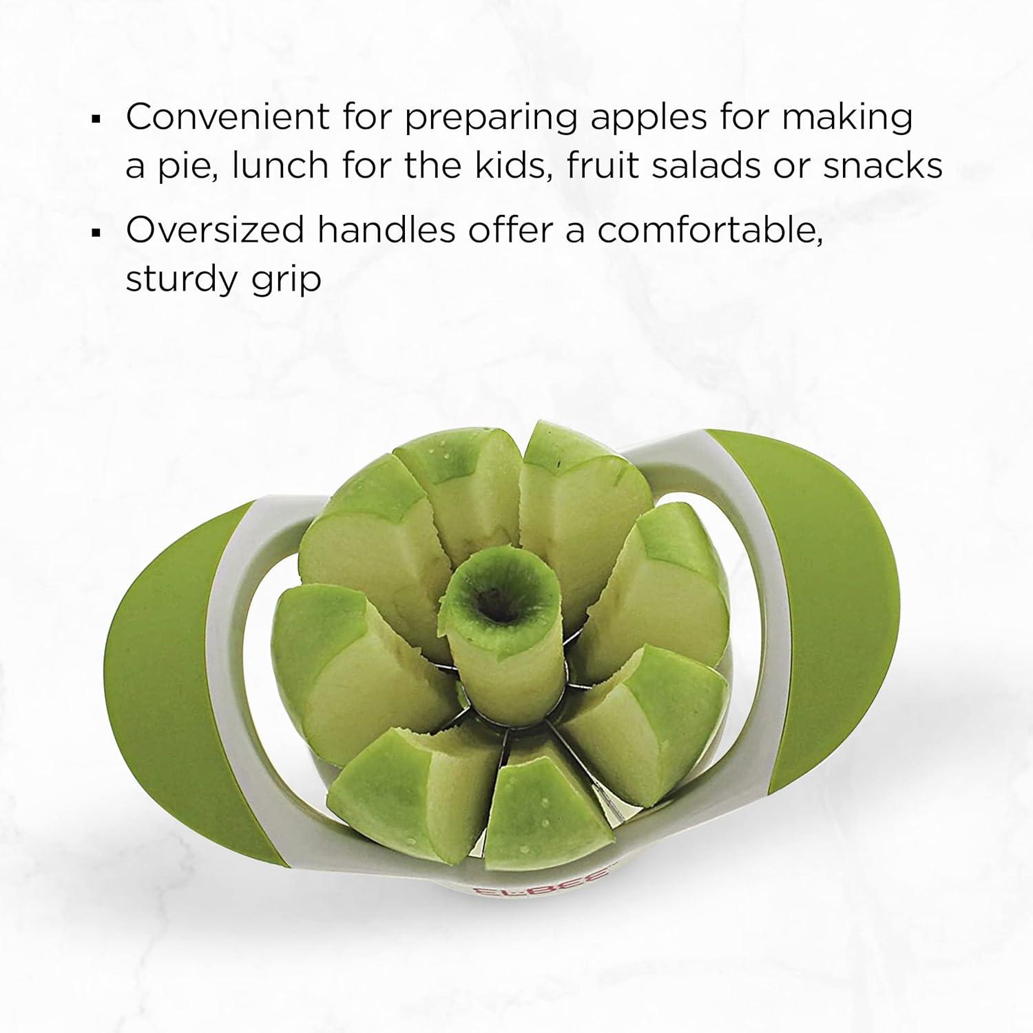 Elbee Green and White Apple Slicer with Stainless Steel Blades